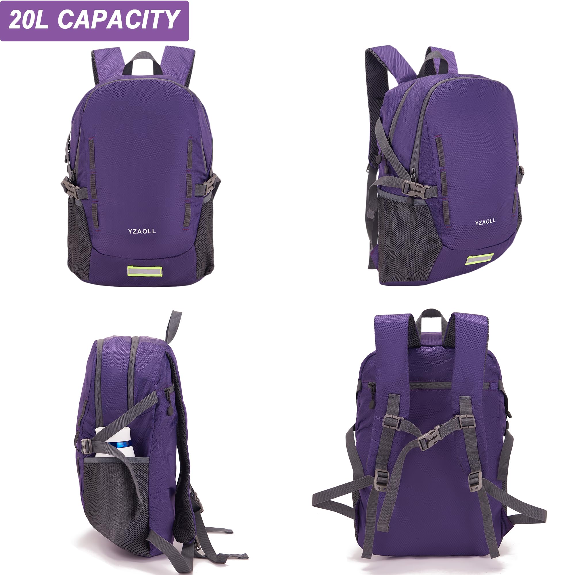 YZAOLL Ultra Lightweight Packable Backpack 20L - Foldable Water Resistant Daypack for Travel, Hiking & Outdoor Activities | Compact Backpack for Women & Men | Perfect for Commuting, Camping & Daily Use