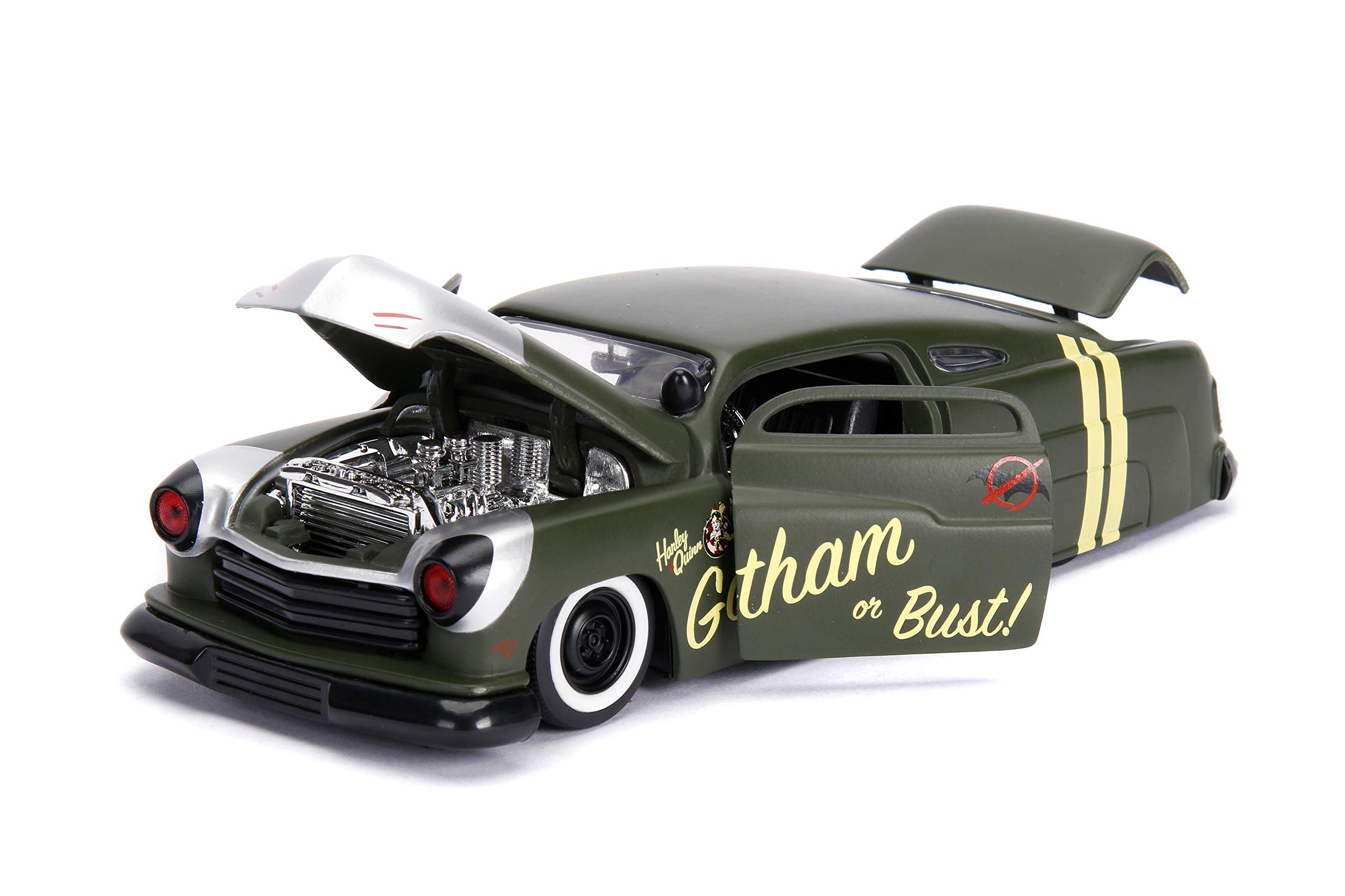 JADA TOYS 1/24 Scale Mercury 1951 & Harley Quinn Action Figure - Collectible Die-Cast Model Car with DC Comics Character for Display & Gifts