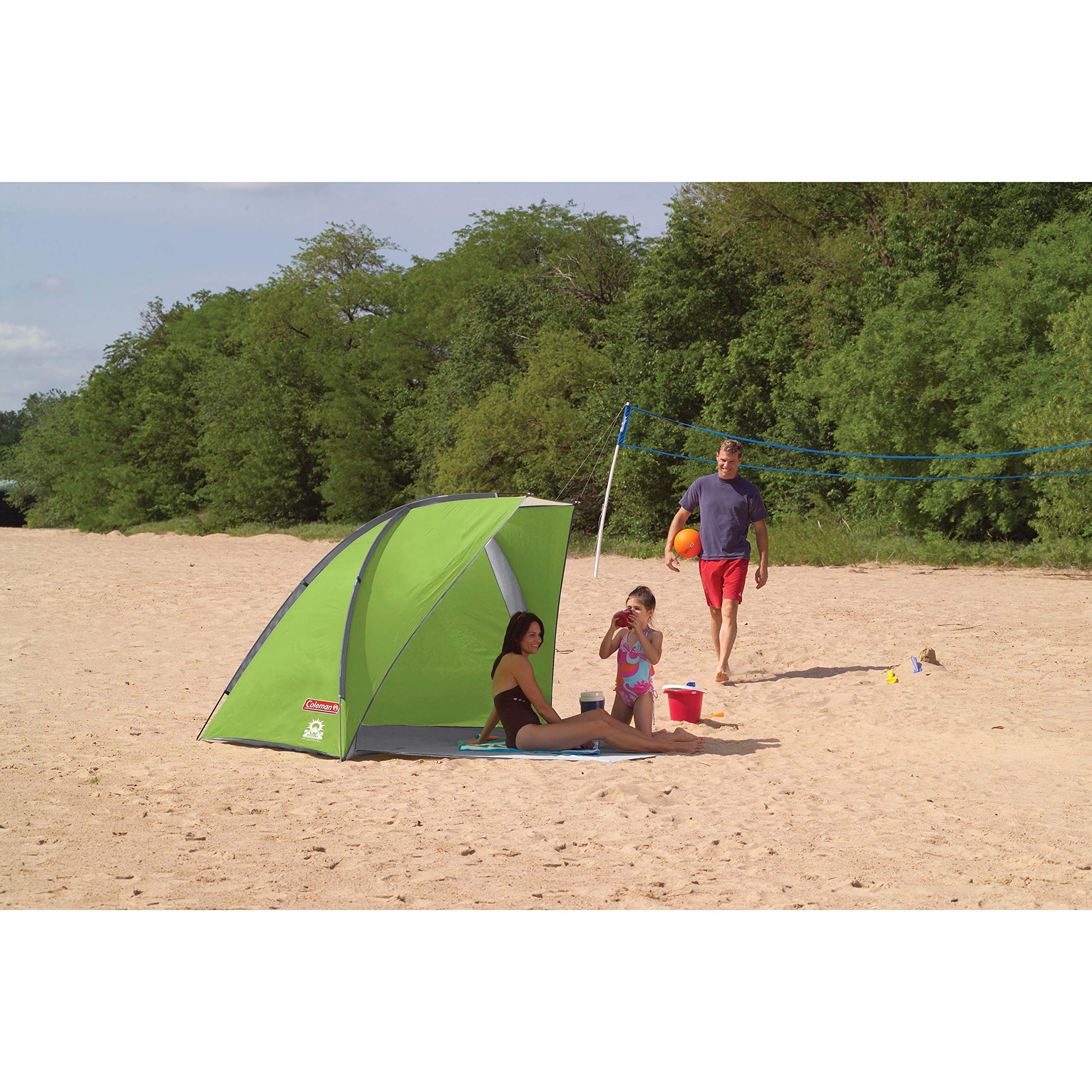 Coleman Beach Shade Canopy Tent - Lightweight Portable Sun Shelter with UPF 50+ Protection | Easy 5-Minute Setup | Includes Sand Bags & Stakes for Wind Resistance | Perfect for Beach Trips, Park Outings, Backyard Relaxation & Family Picnics
