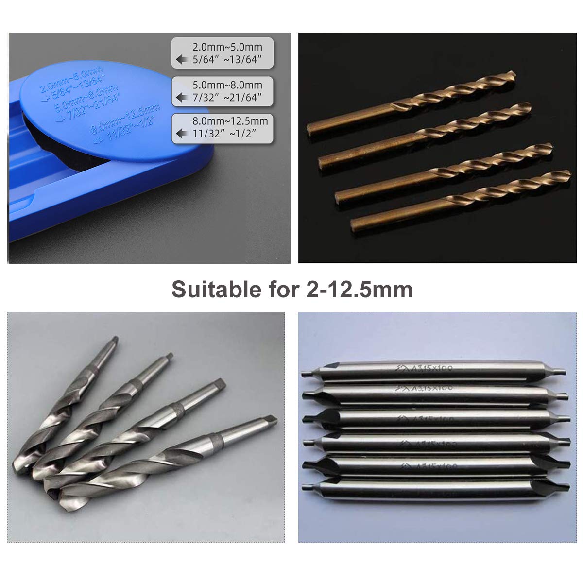 Diamond Drill Bit Sharpener (2 Pack) - Portable Sharpening Tool for Iron Drills 2-12.5mm | DIY & Metalworking