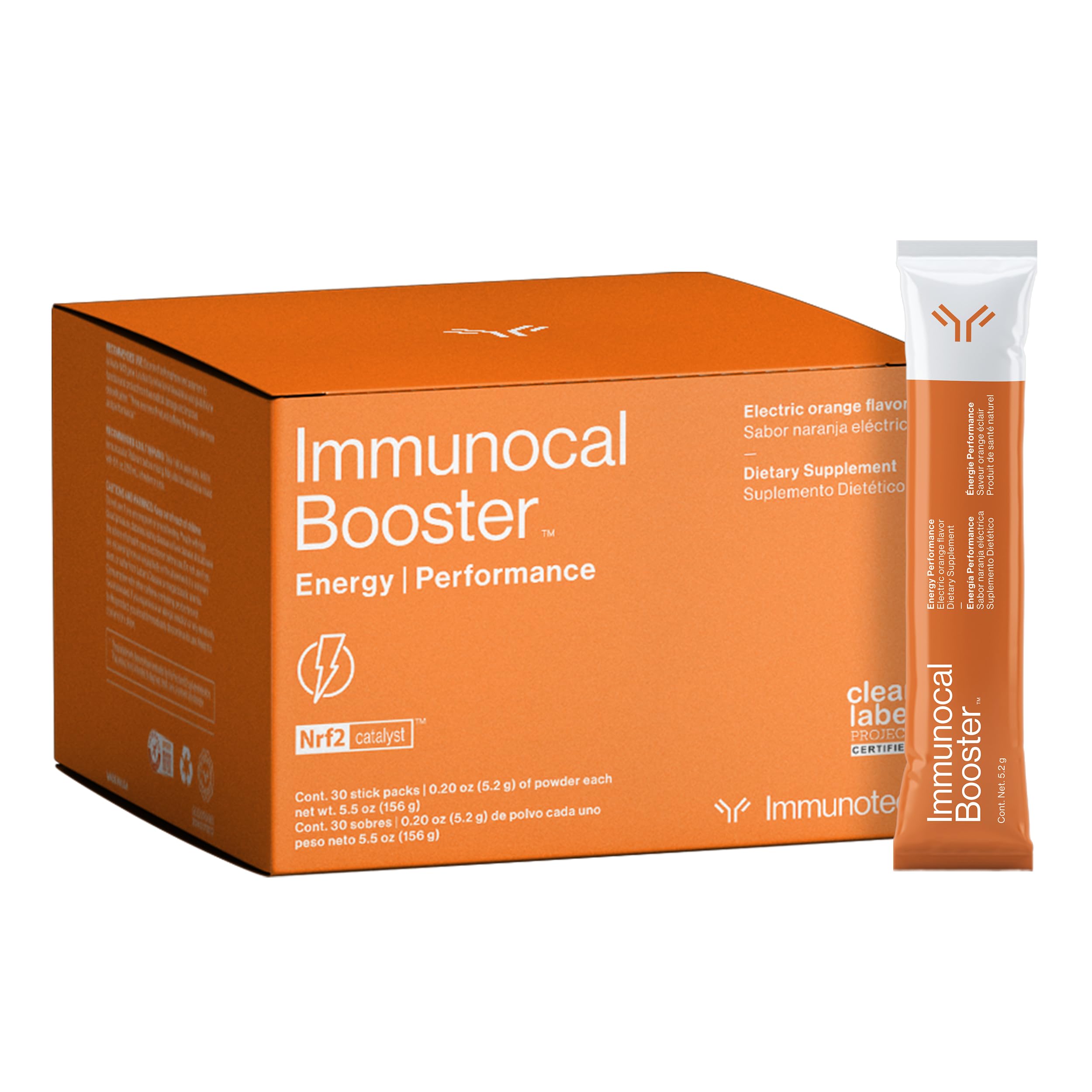 Immunocal Booster Energy Performance Supplement – Rapid Energy Boost with 3 Natural Caffeine Sources (Coffee, Green Tea, Guarana), Nrf2 Activator for Focus & Alertness | Gluten Free, Sugar Free | 30 Servings – Perfect for Workouts, Study Sessions & Busy Professionals