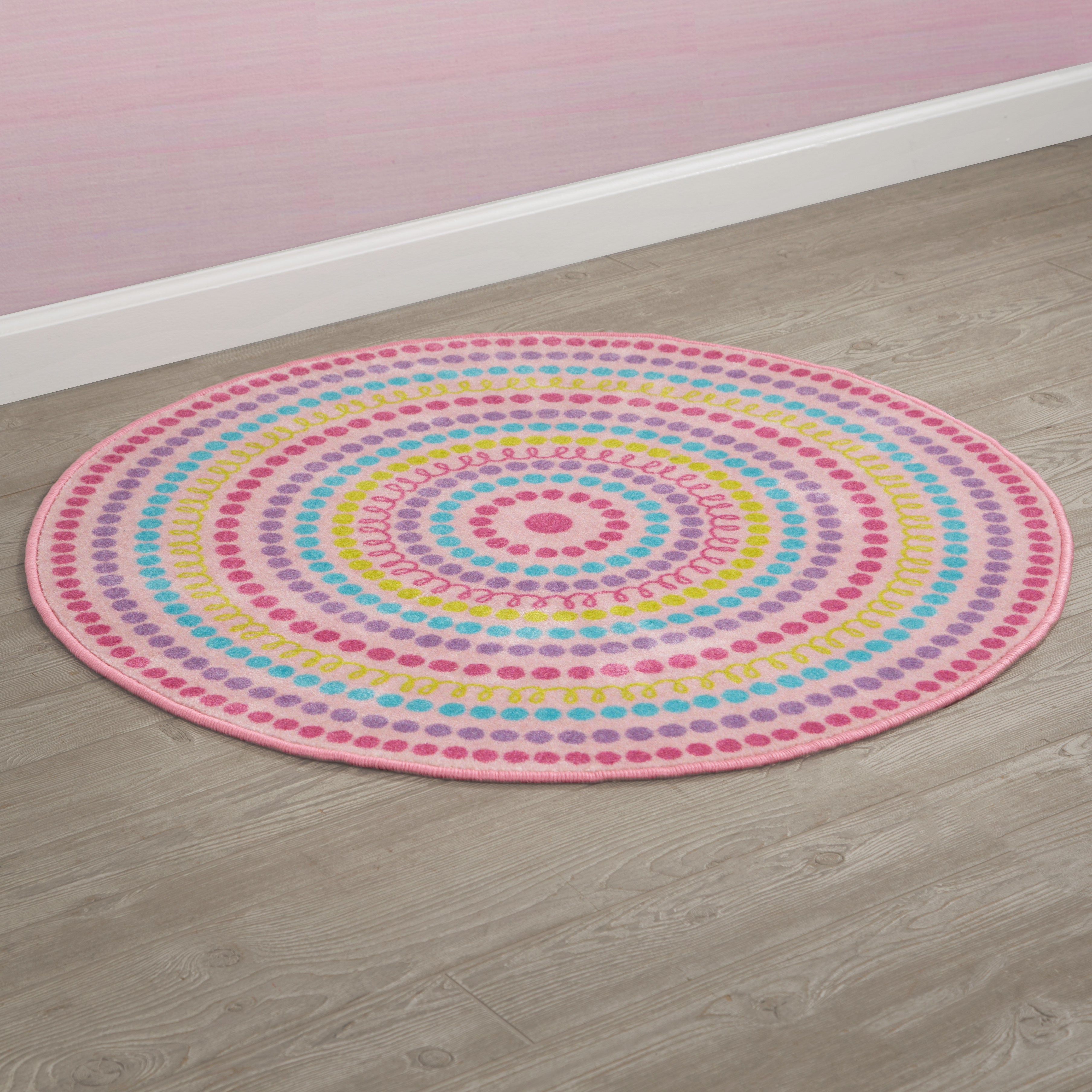 Colorful Rainbow Dot Non-Slip Round Playroom Rug for Kids - 39 Inch Soft Floor Mat for Nursery, Bedroom & Play Areas