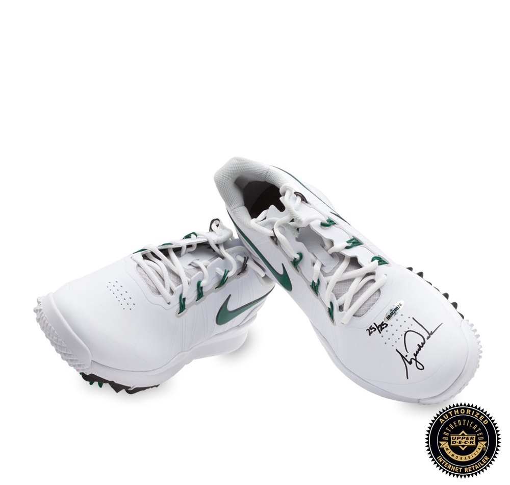 Authentic Tiger Woods Signed Nike TW14 Golf Shoes - Limited Edition Green & White - Collectible Memorabilia for Golf Fans & Sports Enthusiasts - Perfect for Display, Gifting, and Investment