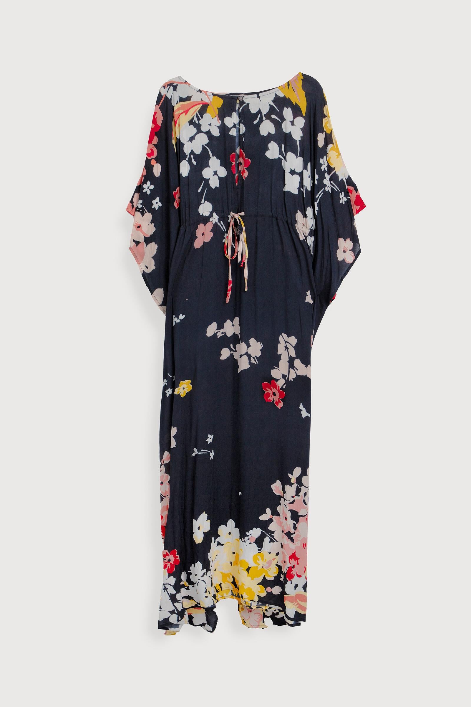 Stylish Multicolored Fiore Tie Waist Keyhole Kaftan Dress - Perfect for Beach Vacation, Summer Outings & Boho Chic Fashion