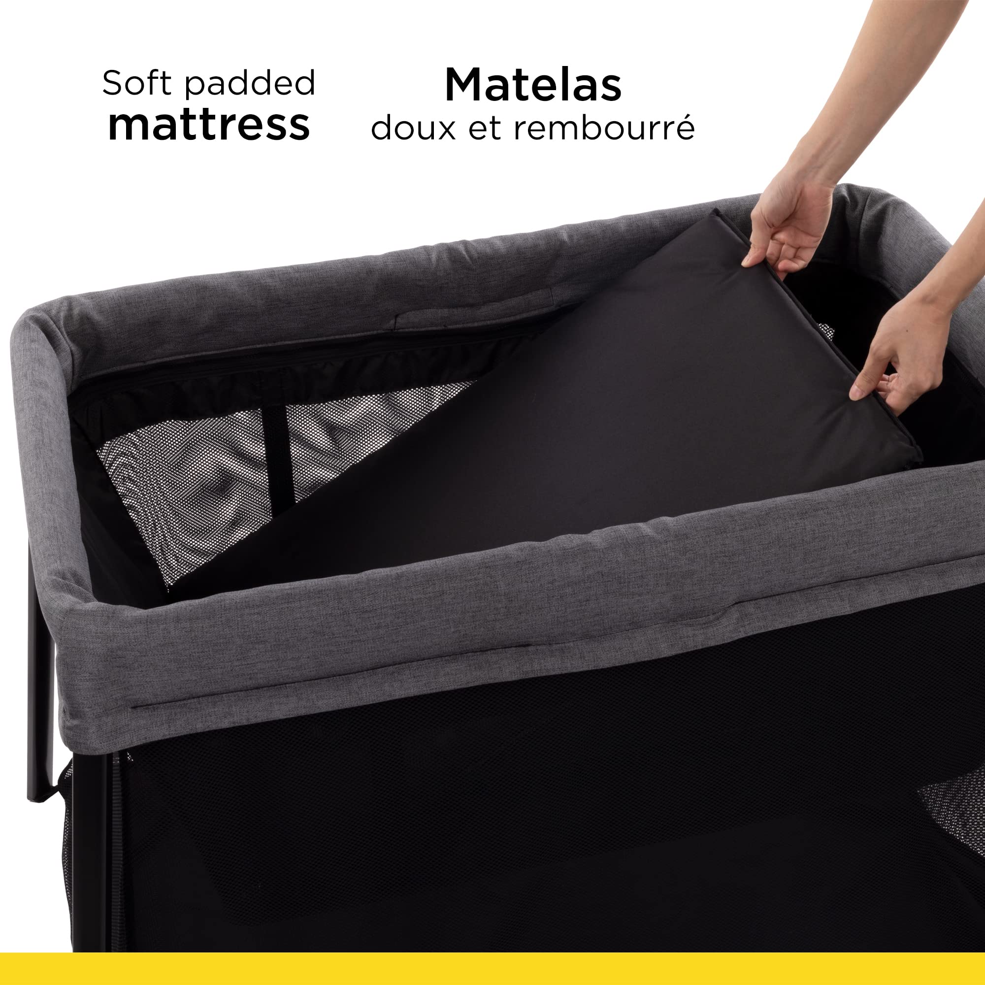 Safety 1st Dream and Go Travel Playard - Lightweight Portable Baby Crib with Soft Mattress & Zip-Up Bassinet | Compact Fold for Easy Storage & Travel | Perfect for Home, Nursery & On-The-Go Use (Grey Wolf)