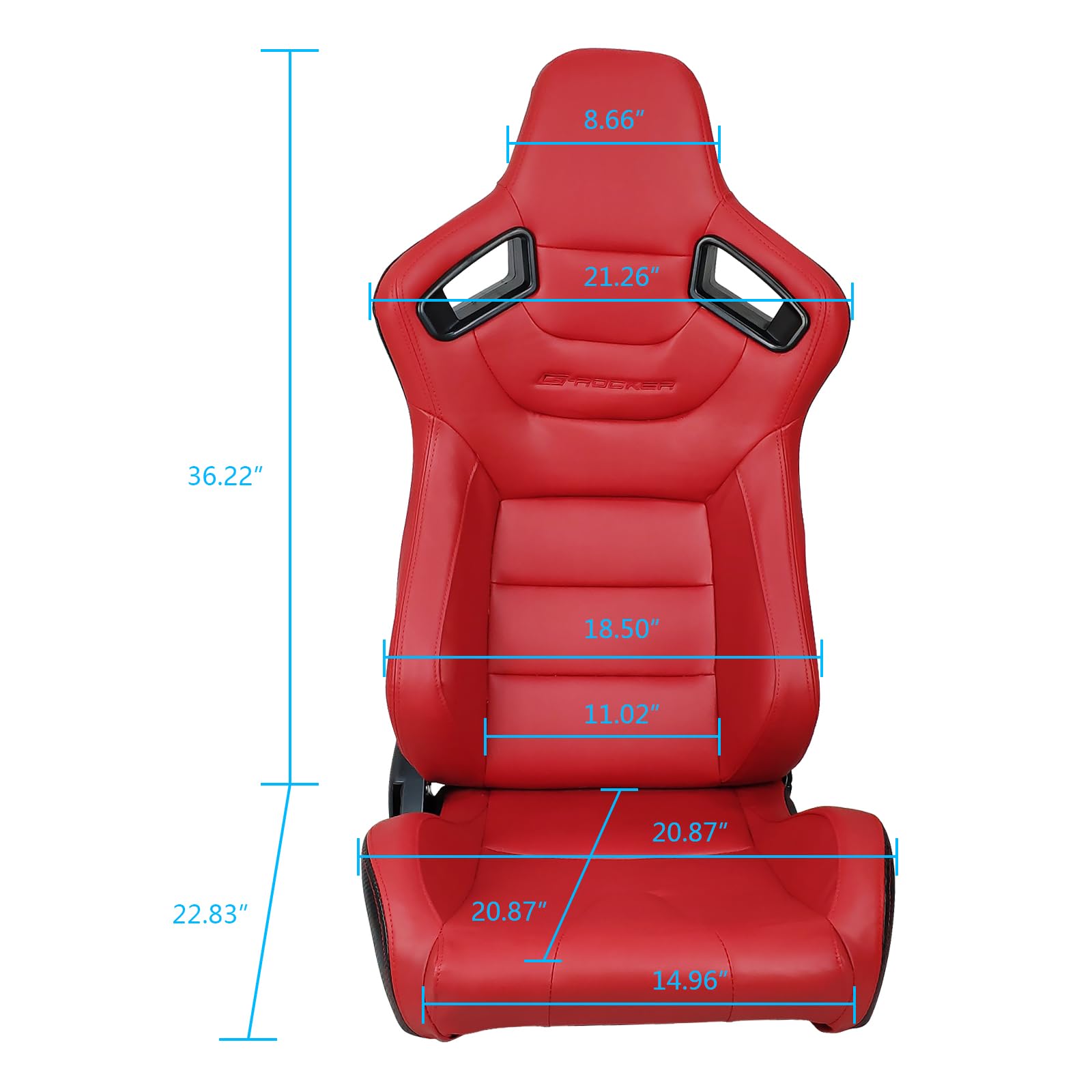 FREEMOTOR802 Universal Racing Seats - Reclinable Sport Car Seats with Dual Lock Sliders, Adjustable Bucket Seats for Driver & Passenger (1 Pair) - PU & Carbon Fiber Fabric in Red | Perfect for Track Racing, Drifting & Performance Car Upgrades
