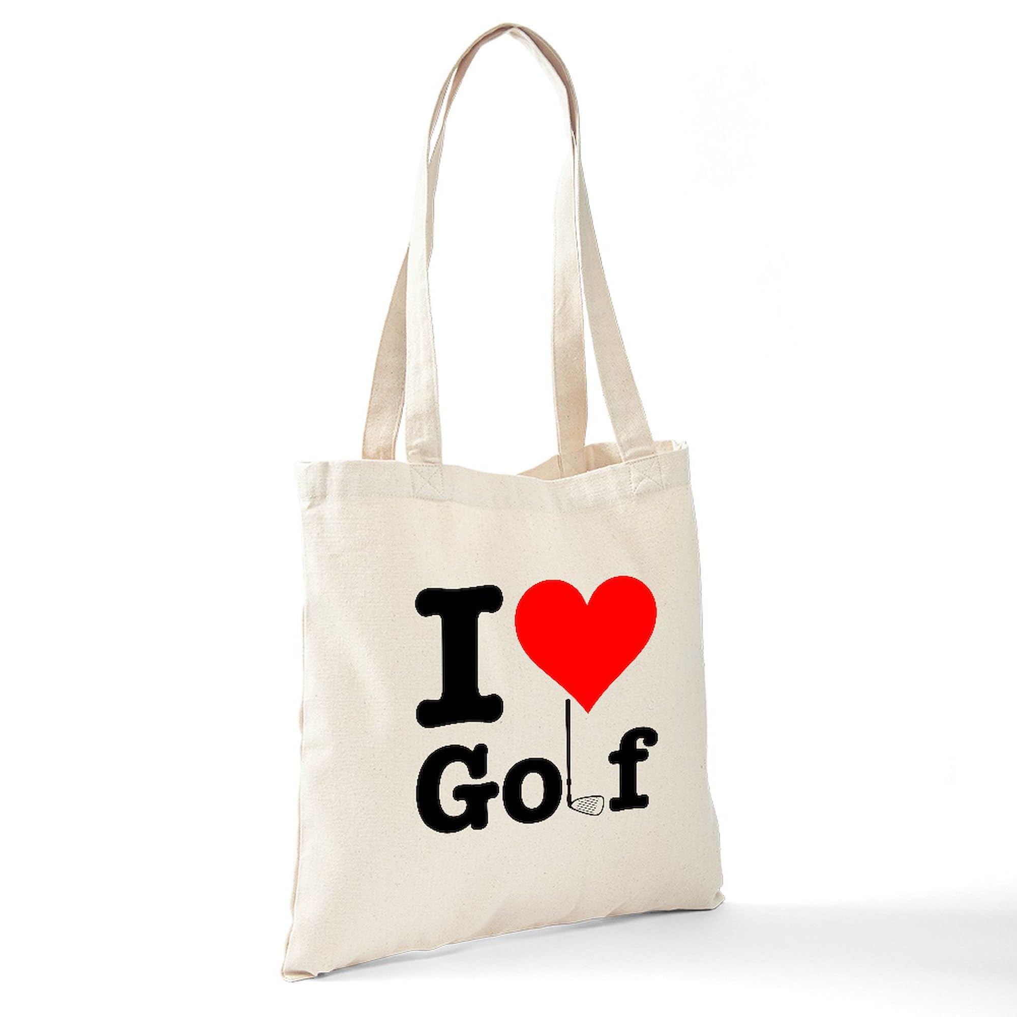 I Heart Golf Tote Bag - Natural Canvas Reusable Shopping Bag for Golf Lovers | Eco-Friendly Grocery & Beach Tote | Perfect for Golf Outings, Shopping & Daily Use