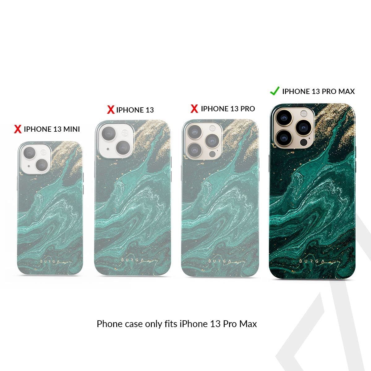BURGA iPhone 13 Case & AirPods Case Bundle - Fashion Protective Hard Plastic Cover for Apple AirPods 1/2 & iPhone 13 Pro Max - Emerald Pool Design for Women | Perfect for Daily Use, Travel & Gift Giving