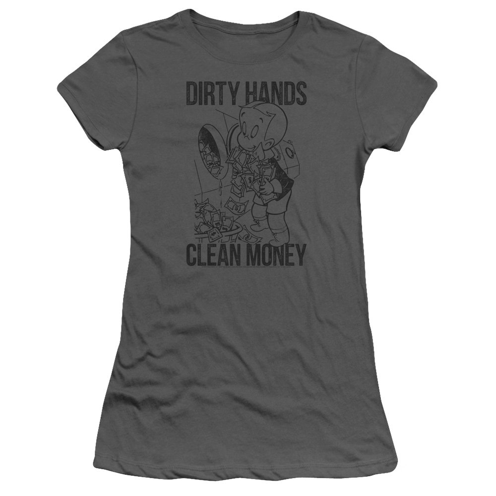 Trevco Richie Rich Clean Money Juniors' Sheer Fitted T-Shirt | Trendy Graphic Tee for Teens | Perfect for Casual Wear, Parties & School Outfits