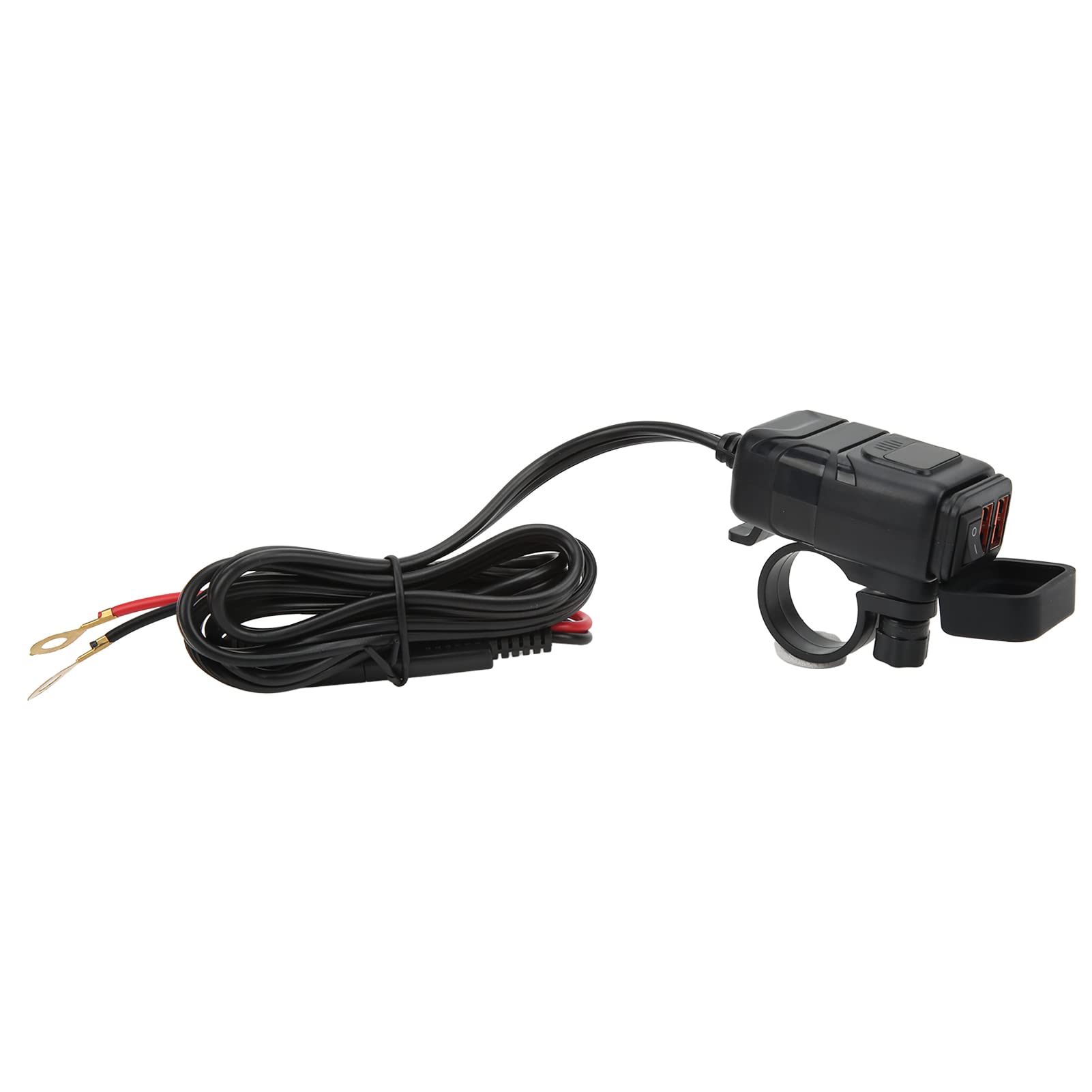 Fast Charging Motorcycle USB Charger - SAE to Dual USB Port Adapter with Red LED for Phone & Tablet - Perfect for Long Rides & Outdoor Adventures
