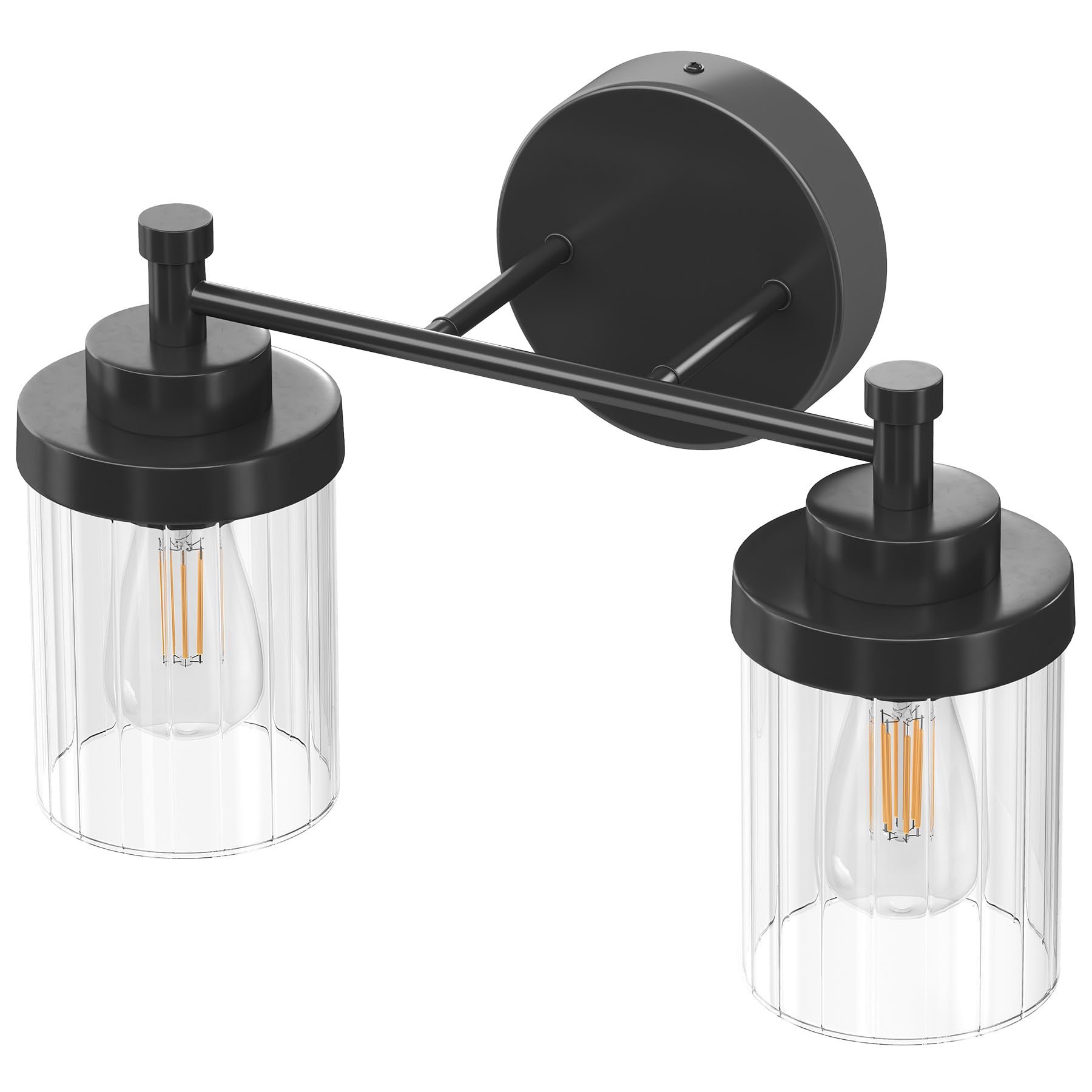 Black Bathroom Vanity Lights 2-Light Over Mirror with Glass Shades for Modern Bathrooms