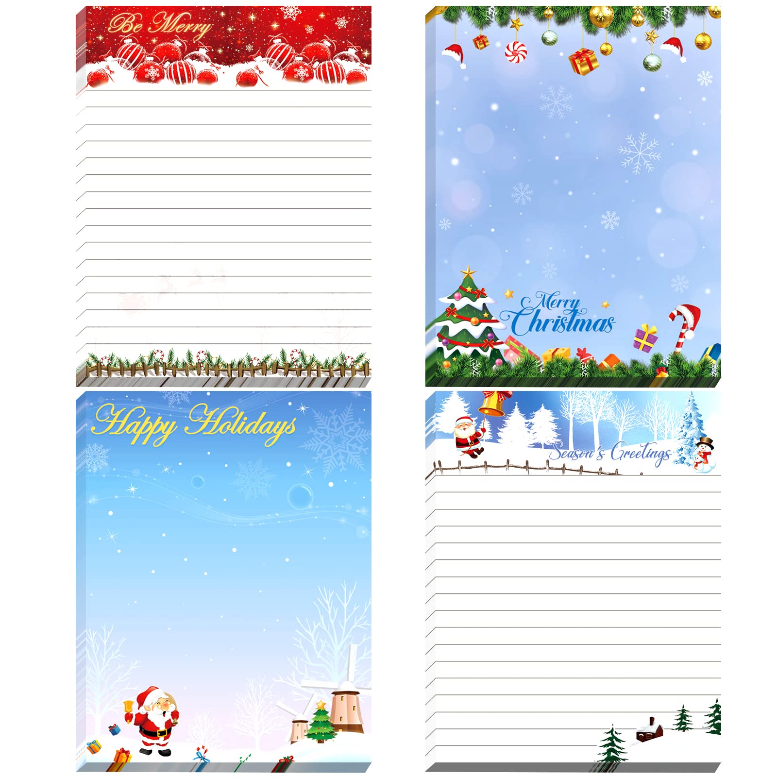 BelleAngle 4-Pack Funny Christmas Notepads - Double-Sided Printing Holiday Memo Pads for Office, School & Home - Perfect for Gift Exchanges, Secret Santa & Festive Note-Taking