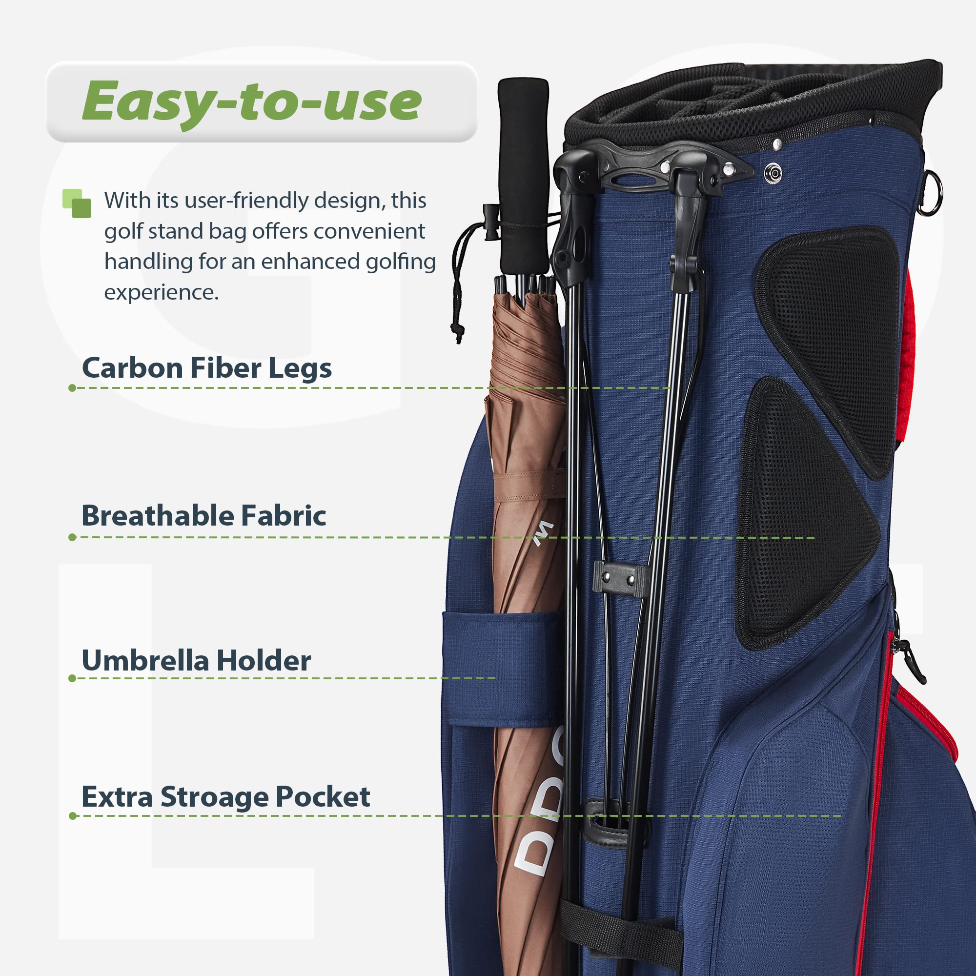 14-Way Golf Stand Bag - Lightweight Durable Golf Bag with Stand for Men & Women | Perfect for Course Play & Travel