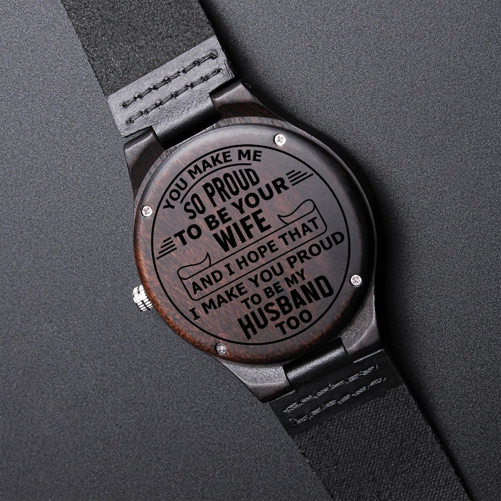 Handcrafted Sandalwood Engraved Watch for Men - Personalized Gift for Husband, Birthday, Christmas, Anniversary - Perfect for Formal Events & Everyday Wear