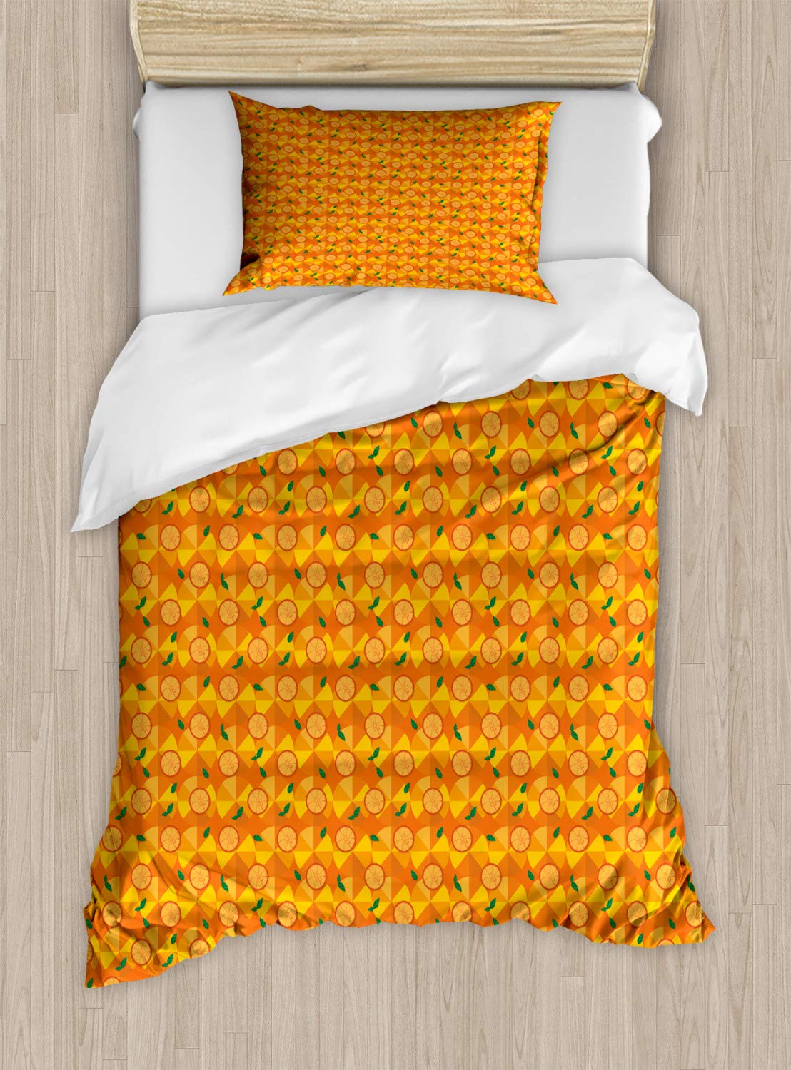 Ambesonne Citrus Duvet Cover Set - Twin, Earth Yellow Marigold for Cozy Bedrooms