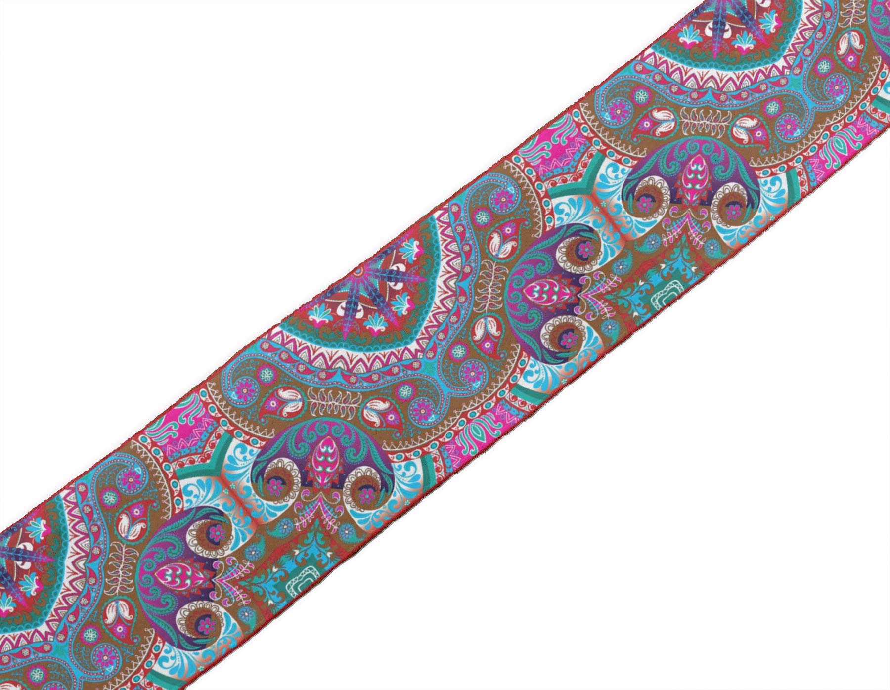Brown Paisley & Mandala Kaleidoscope Printed Velvet Ribbon Trim - 9 Yards x 4 Inches Wide - Premium Sewing Lace for DIY Crafts, Scrapbooking, Costume Design & Home Decor Accessories