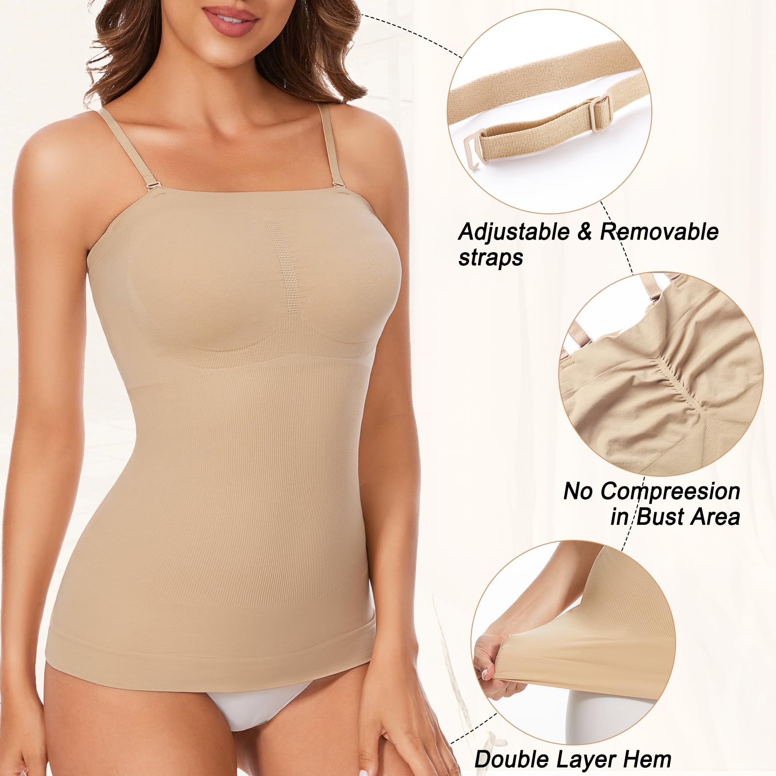 Strapless Shapewear Tank Tops for Women - Tummy Control Slimming Camisoles with Compression - Perfect for Everyday Wear, Special Occasions & Body Shaping