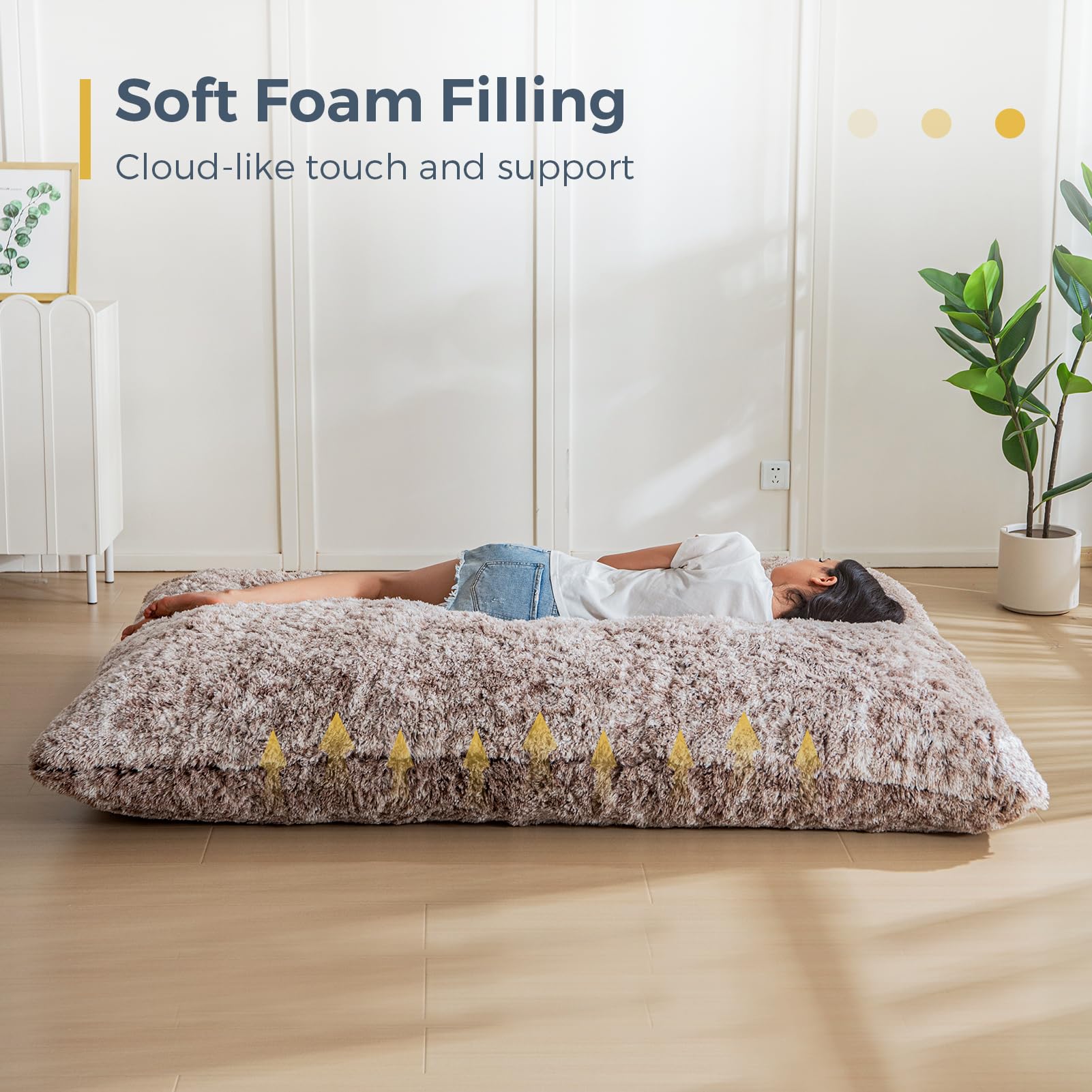 MAXYOYO 3-in-1 Convertible Bean Bag Chair - Giant Memory Foam Sofa Bed & Floor Mattress with High Density Support for Living Room, Bedroom, Dorm | Multi-Functional Lounger for Relaxing, Gaming & Sleep