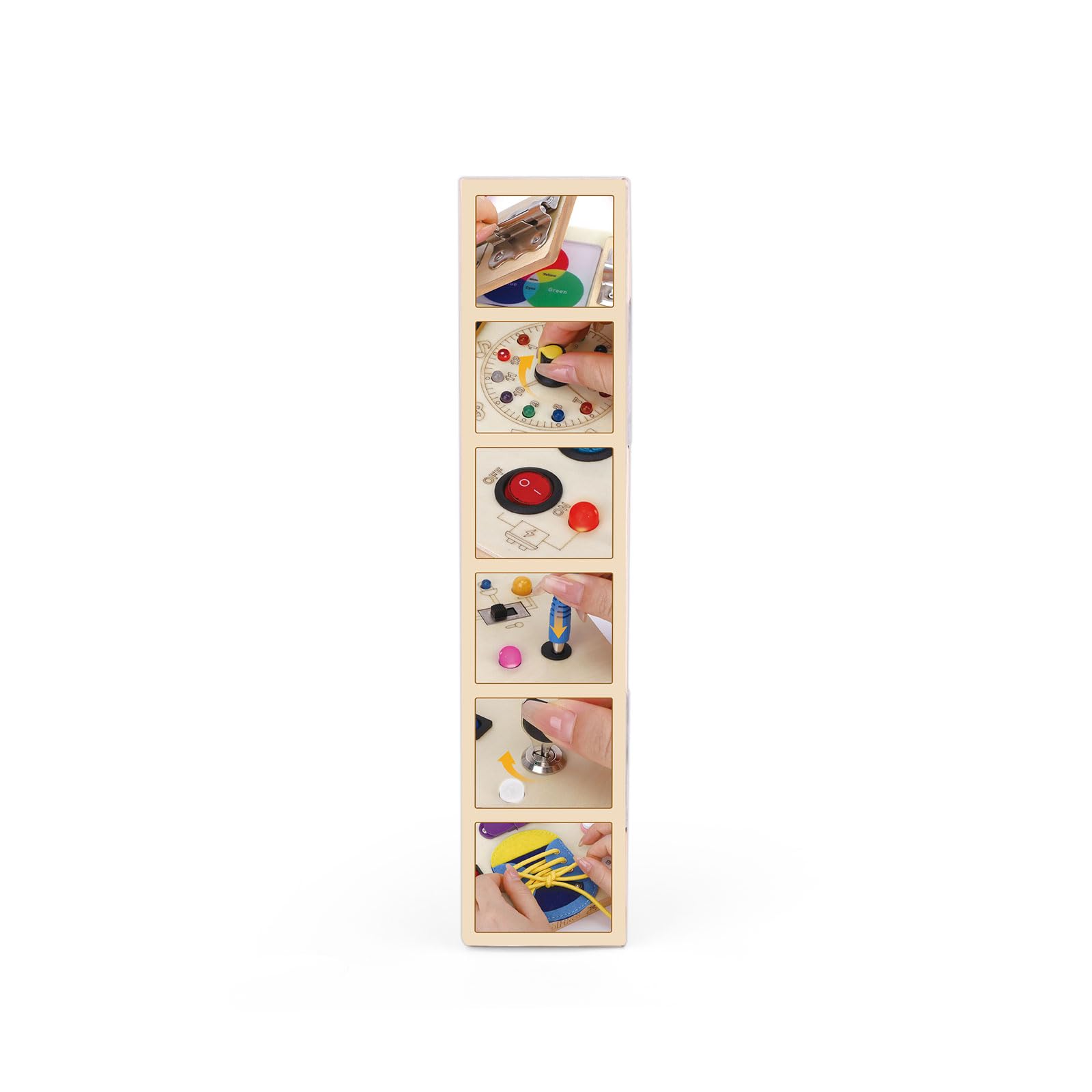 23-in-1 Montessori Busy Board - Wooden Sensory Learning Toy for Toddlers 1-3 Years Old with 15 Switches, 26 LED Lights, Music Box & Locks - Educational Activity Board for Fine Motor Skills Development - Perfect for Travel, Daycare & Autism Therapy