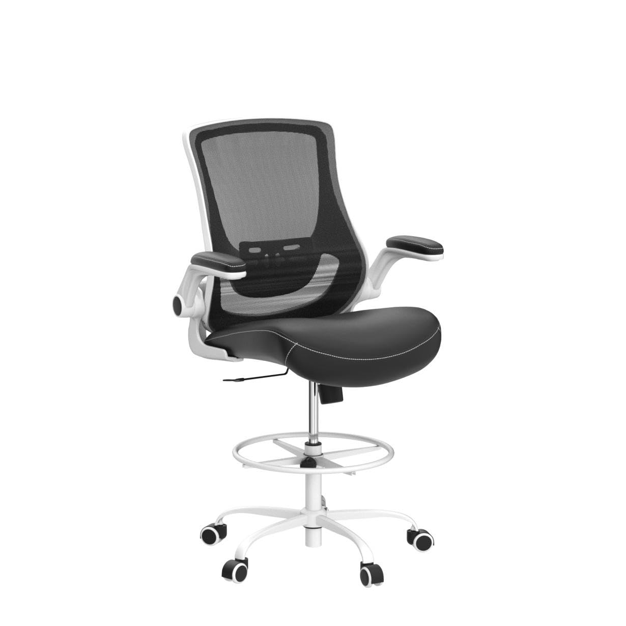 **Misolant Adjustable Drafting Chair - Ergonomic High Office Chair with Lumbar Support & Footrest for Standing Desks - Perfect for Artists, Architects & Home Office Workspaces**