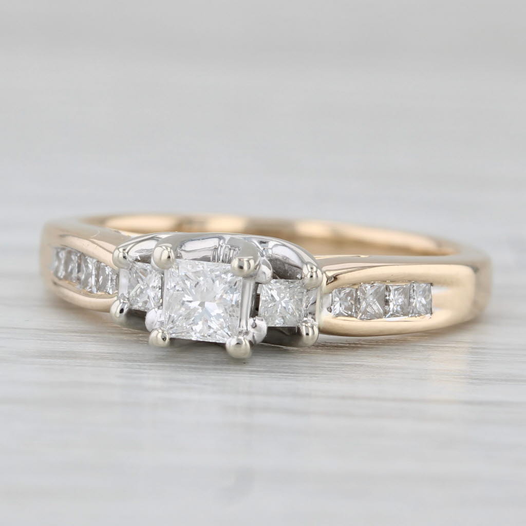 0.61ctw Princess Cut Diamond Engagement Ring in 14k Yellow & White Gold - Size 7 | Perfect for Proposals, Weddings & Anniversary Gifts