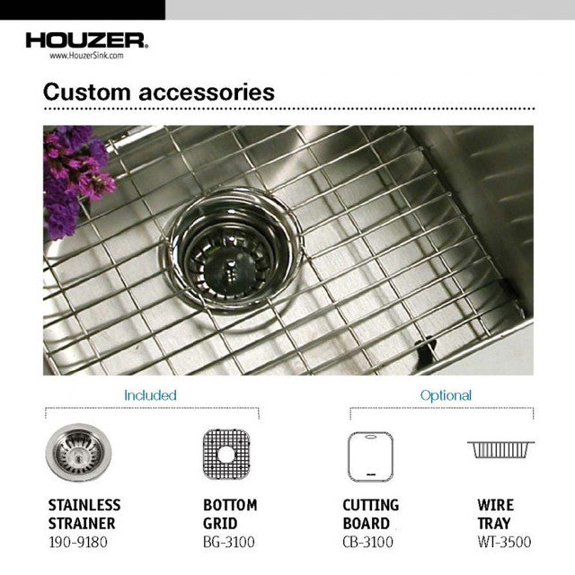 Houzer Belleo Series 31 Stainless Steel Drop-in Topmount 50/50 Double Bowl Kitchen Sink - Durable & Stylish for Modern Kitchens, Perfect for Cooking & Cleaning