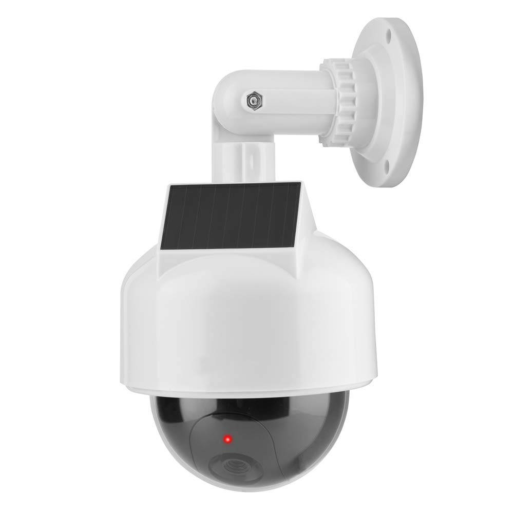 Mugast Solar Security Camera - Dome Shape Dummy Surveillance Camera for Indoor & Outdoor Use with Solar & Battery Power, Flashing LED Light - Perfect for Home, Office, and Warehouse Security Monitoring