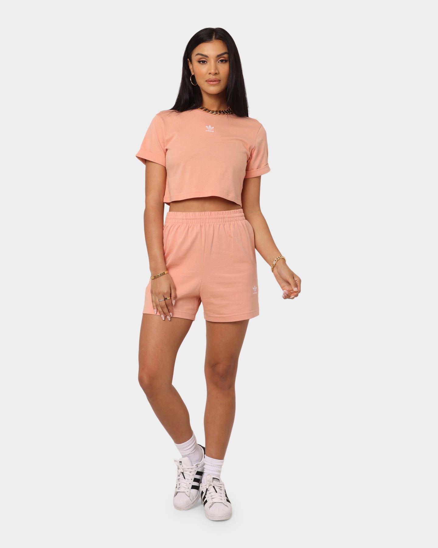 Adidas Women's Adicolour Essentials Shorts - Blush Pink Athletic Shorts for Running, Yoga & Gym - Comfortable & Stylish Workout Shorts