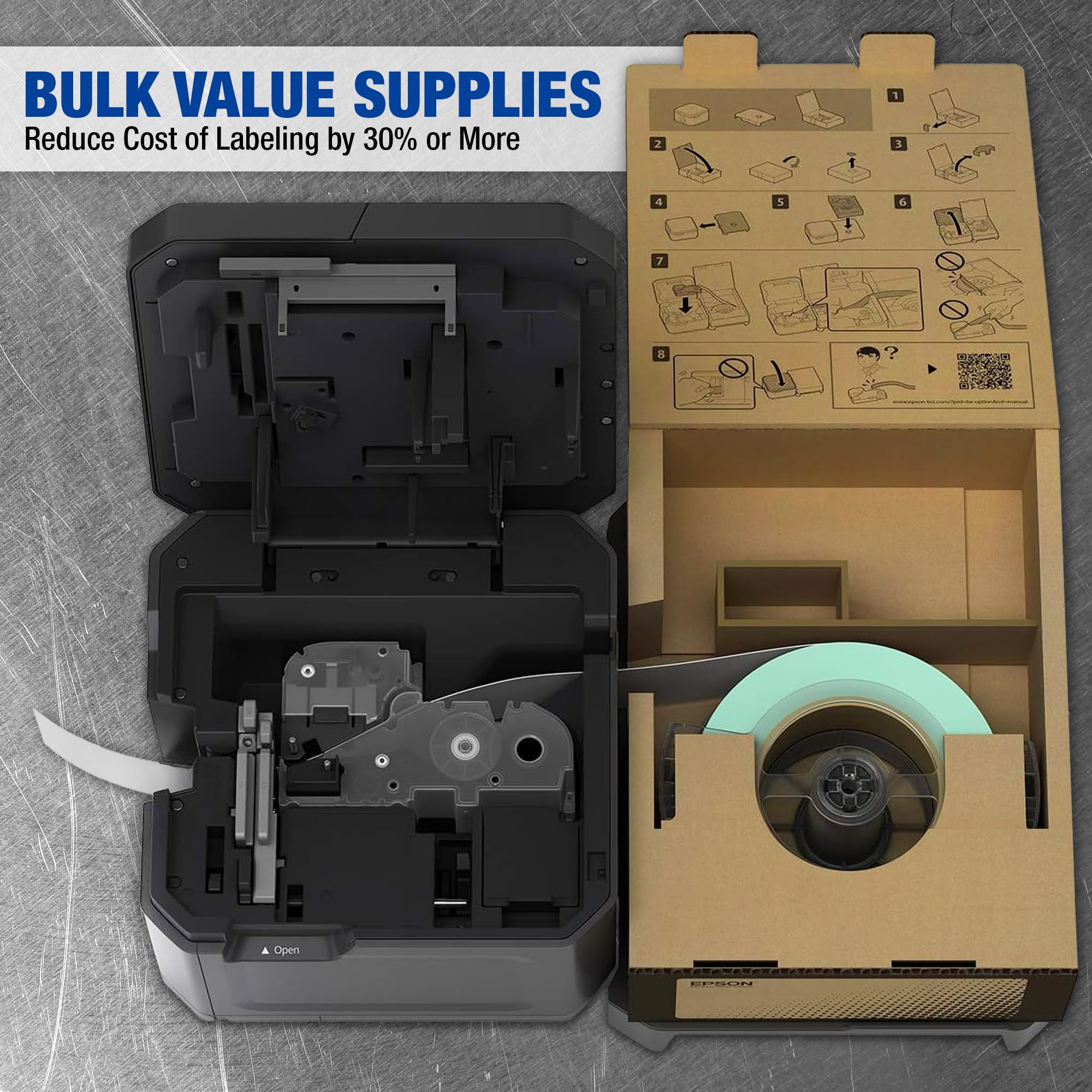 Epson LW-Z5000PX Industrial Label Maker Printer Kit with PX 147' Bulk Label Rolls - High-Speed Desktop Labeling for Warehousing, Shipping & Inventory Management