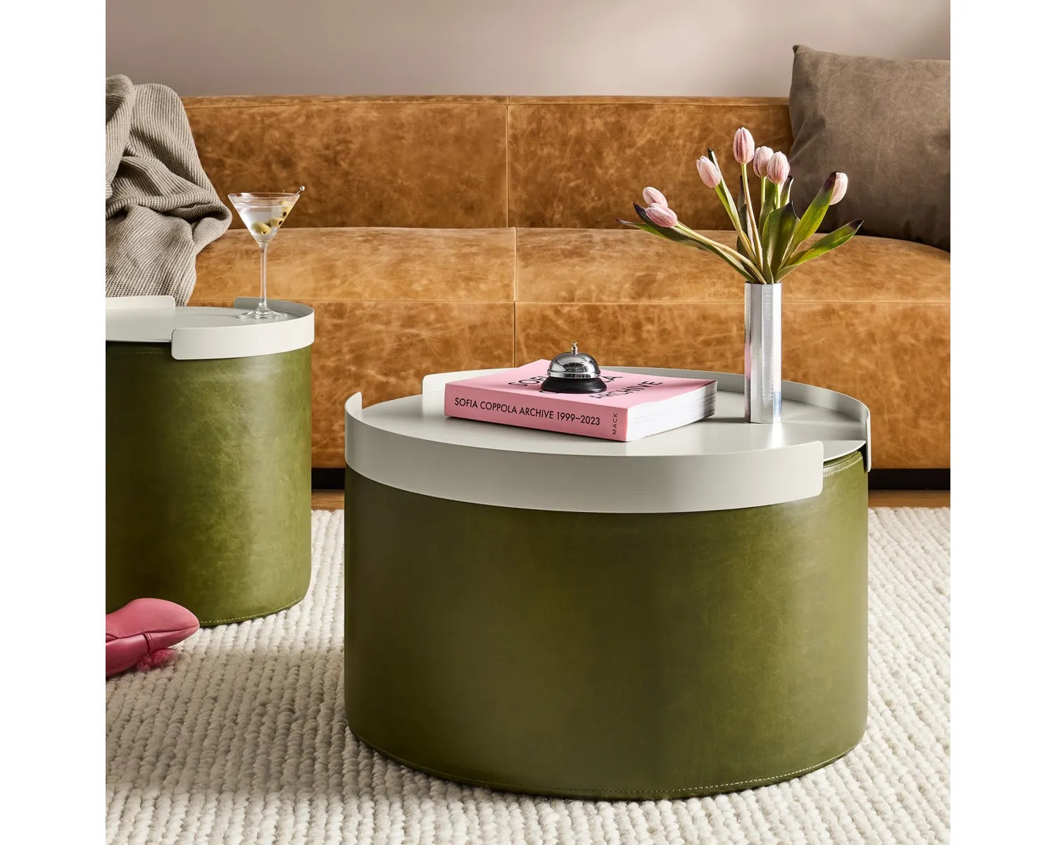Large Ottoman Tray with Non-Slip Base - Versatile Coffee Table Serving Tray for Living Room, Bedroom, or Outdoor Use
