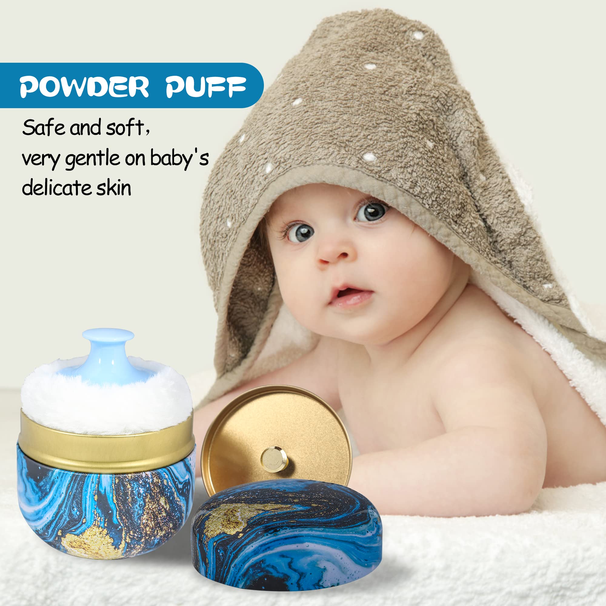 WEMEGA Portable Body Powder Case with Soft Powder Puff - Compact Travel Powder Container for Women & Baby Care - Perfect for Diaper Bags, Gym Essentials and On-the-Go Touch Ups (Starry Sky Design)