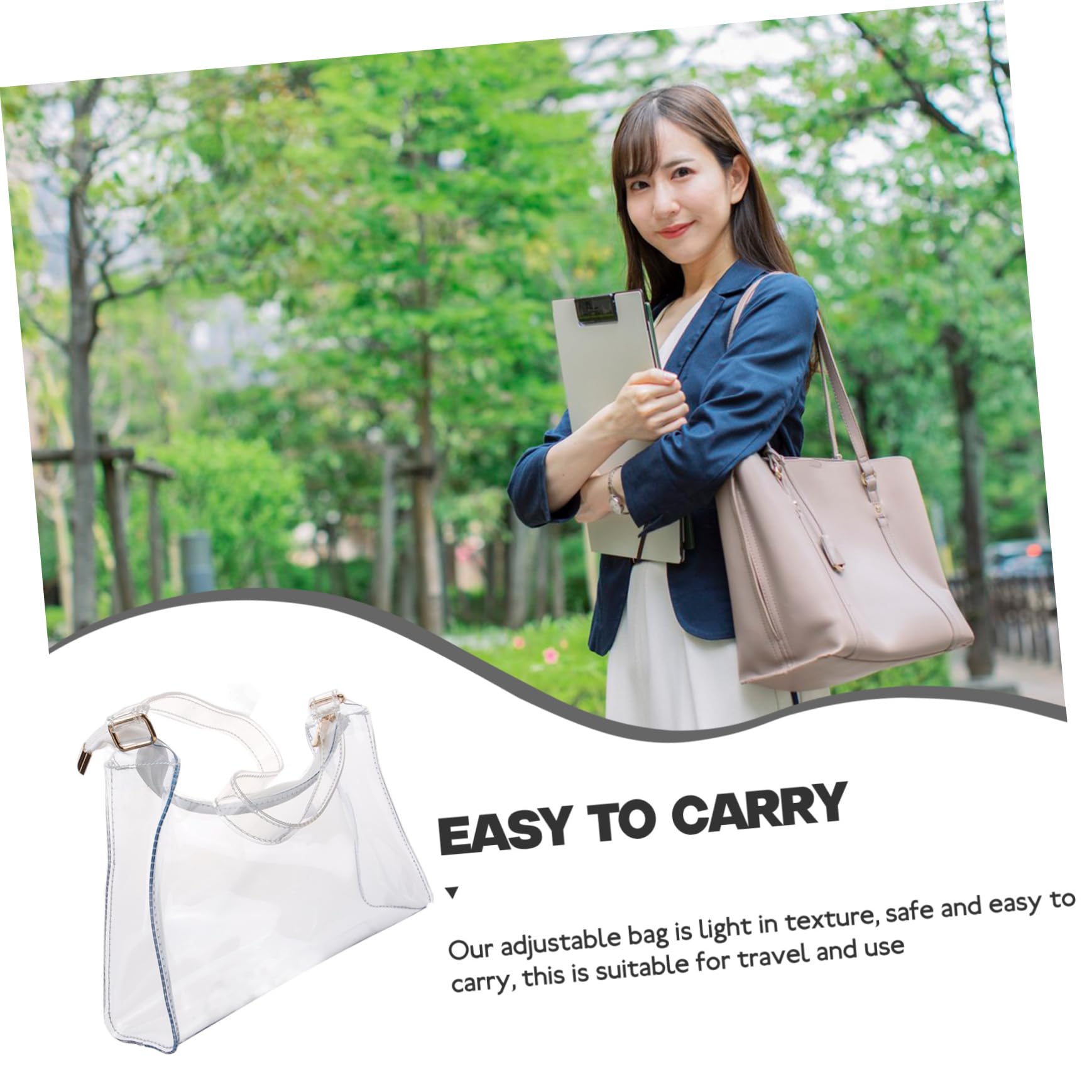 Balacoo Clear PVC Tote Bag - Transparent Stadium Approved Purse for Concerts, Events & Travel | Lightweight, Durable & Waterproof for Sports Games, Music Festivals & Airport Security