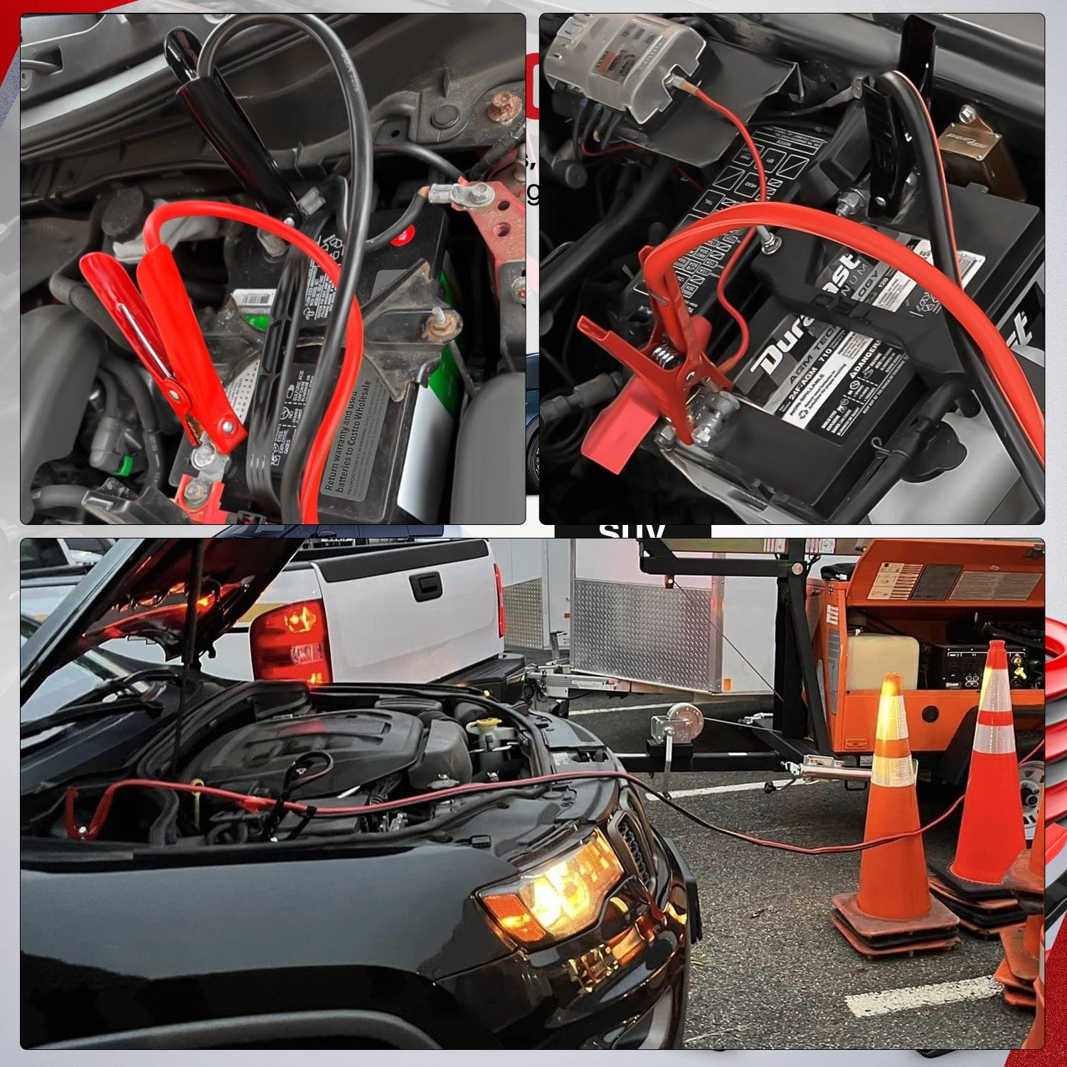 10 Gauge 12 FT Heavy Duty Jumper Cables for Car, Truck & SUV - Boosting Dead Batteries in Cold Weather & Emergency Roadside Assistance