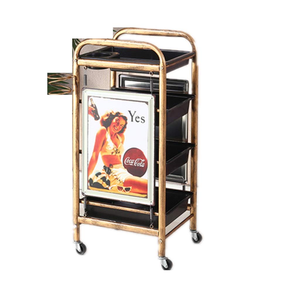 Professional 4/5 Layer Hairdresser Trolley - Retro Salon Storage Cart with Rolling Wheels for Hair Coloring Equipment & Styling Tools | Multifunctional Beauty SPA Drawer Organizer | Perfect for Salon, Home Styling & Mobile Hairdressing Services
