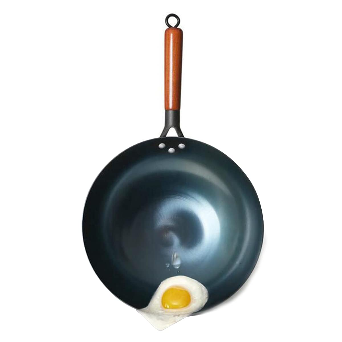 Carbon Steel Wok Pan with Wooden Handle - 30cm Uncoated Non-Stick Iron Pot for Induction, Electric & Gas Stoves - Perfect for Stir-Frying, Deep Frying & Asian Cooking