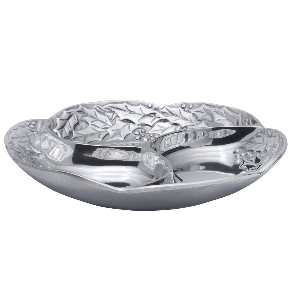 Premium Holly Berries Divided Serving Platter - Elegant Holiday Party Appetizer Tray for Christmas, Thanksgiving & Entertaining
