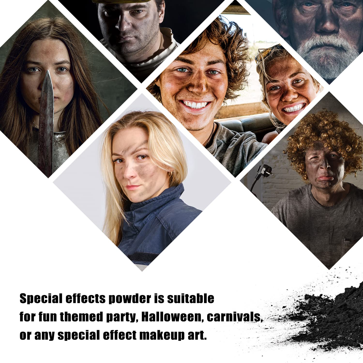 VIOLA HOUSE SFX Makeup Powder - Halloween Face Paint for Adults & Kids - Black 1.76 oz - Perfect for Costume Parties & Cosplay