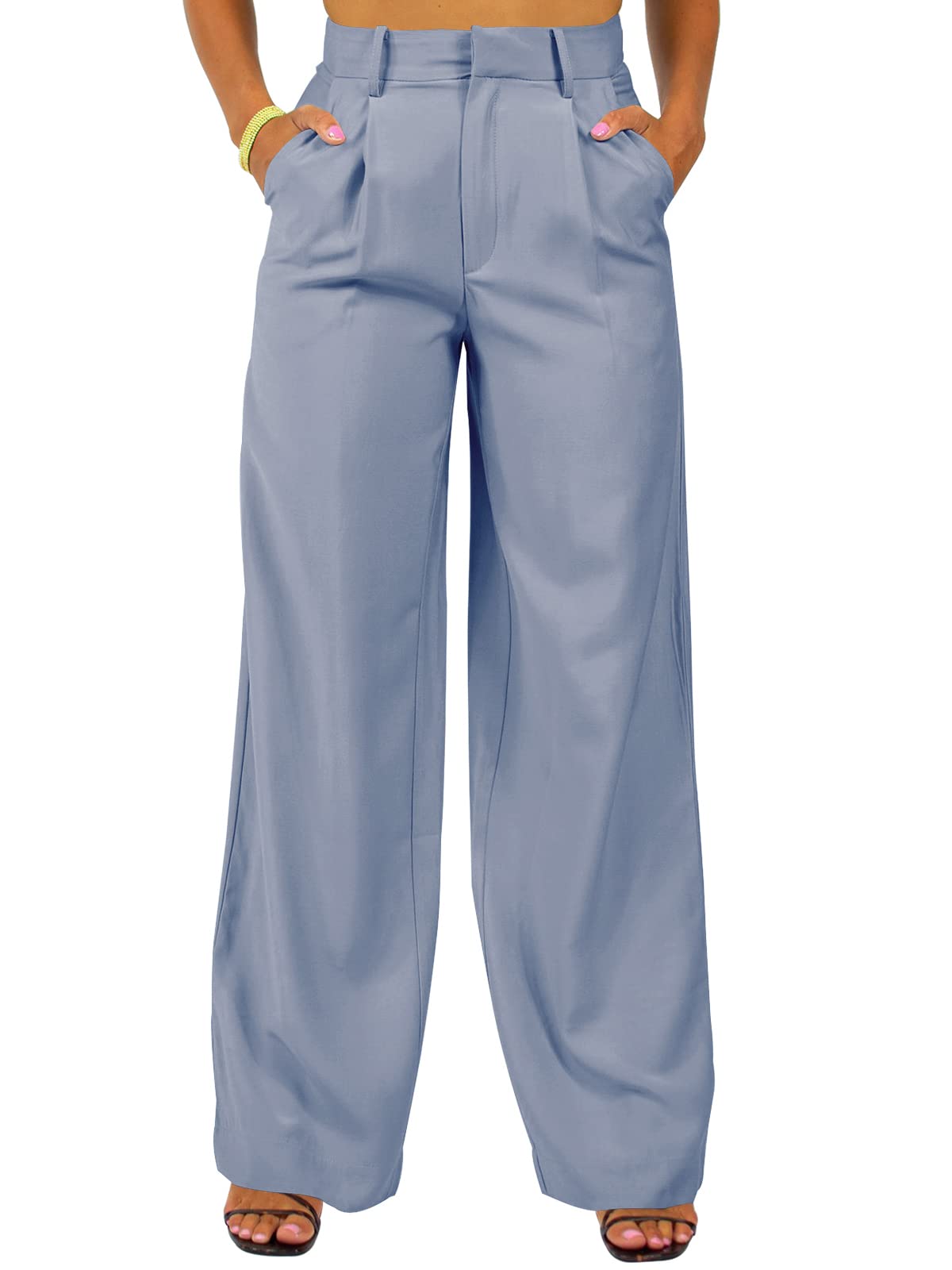GAMISOTE Women's Wide Leg Dress Pants - High Waisted Business Casual Trousers for Office Work | Flowy Comfortable Work Pants for Professional Women