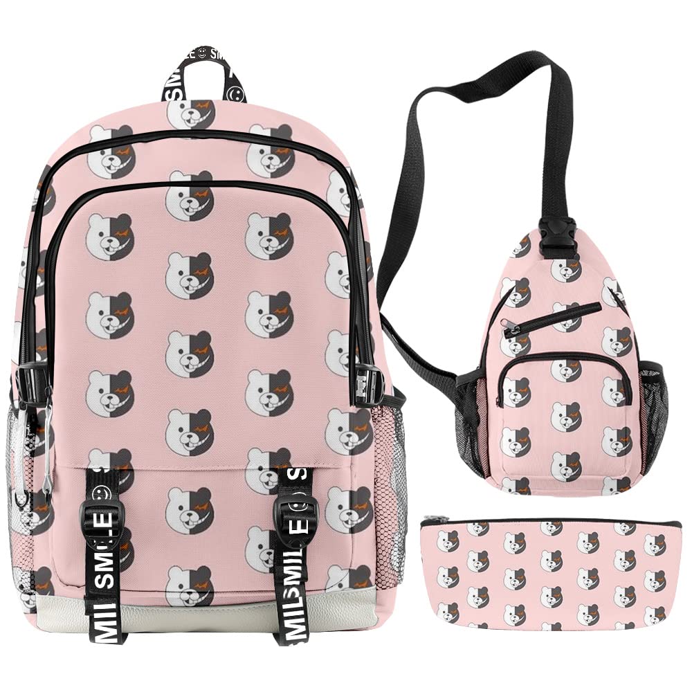Kokichi Ouma Anime Backpack - Durable Oxford School Backpack Set for Travel, College & Cosplay - 3-Piece Lightweight Carry-On Luggage for Students & Gamers
