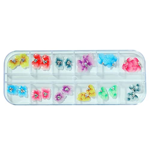 5D Flower Nail Charms for Acrylic Nails - Rhinestone Nail Art Supplies with Pearls (1.5mm) - DIY Manicure Decorations for Wedding, Party & Special Occasions