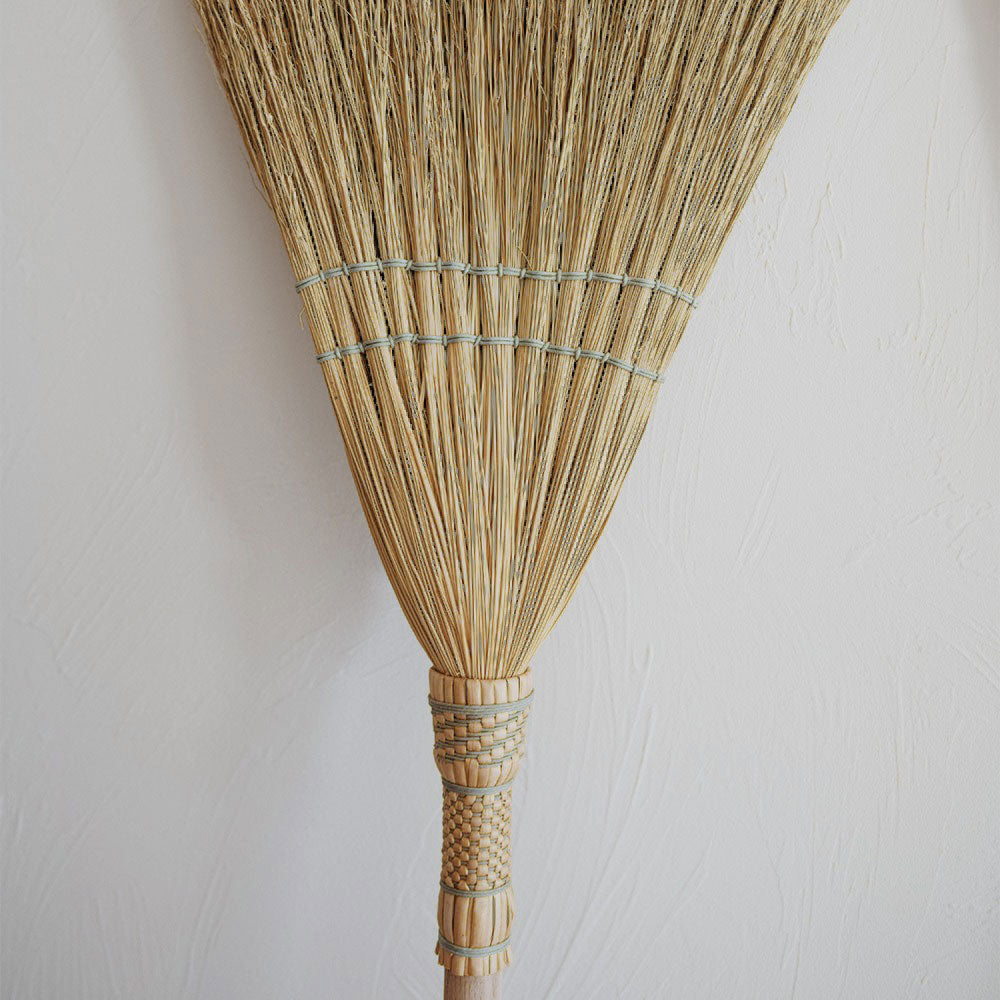 Premium Woven Broomcorn & Ash Broom - Natural Fiber Cleaning Broom for Hardwood Floors, Outdoor Patio, and Home Use