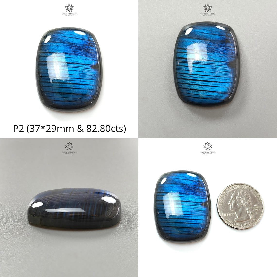 Natural Blue Labradorite Gemstone Cabochon - Untreated Cushion Shape (1pc) for Jewelry Making, Pendants & Wire Wrapping - Healing Crystal for Meditation & Energy Work