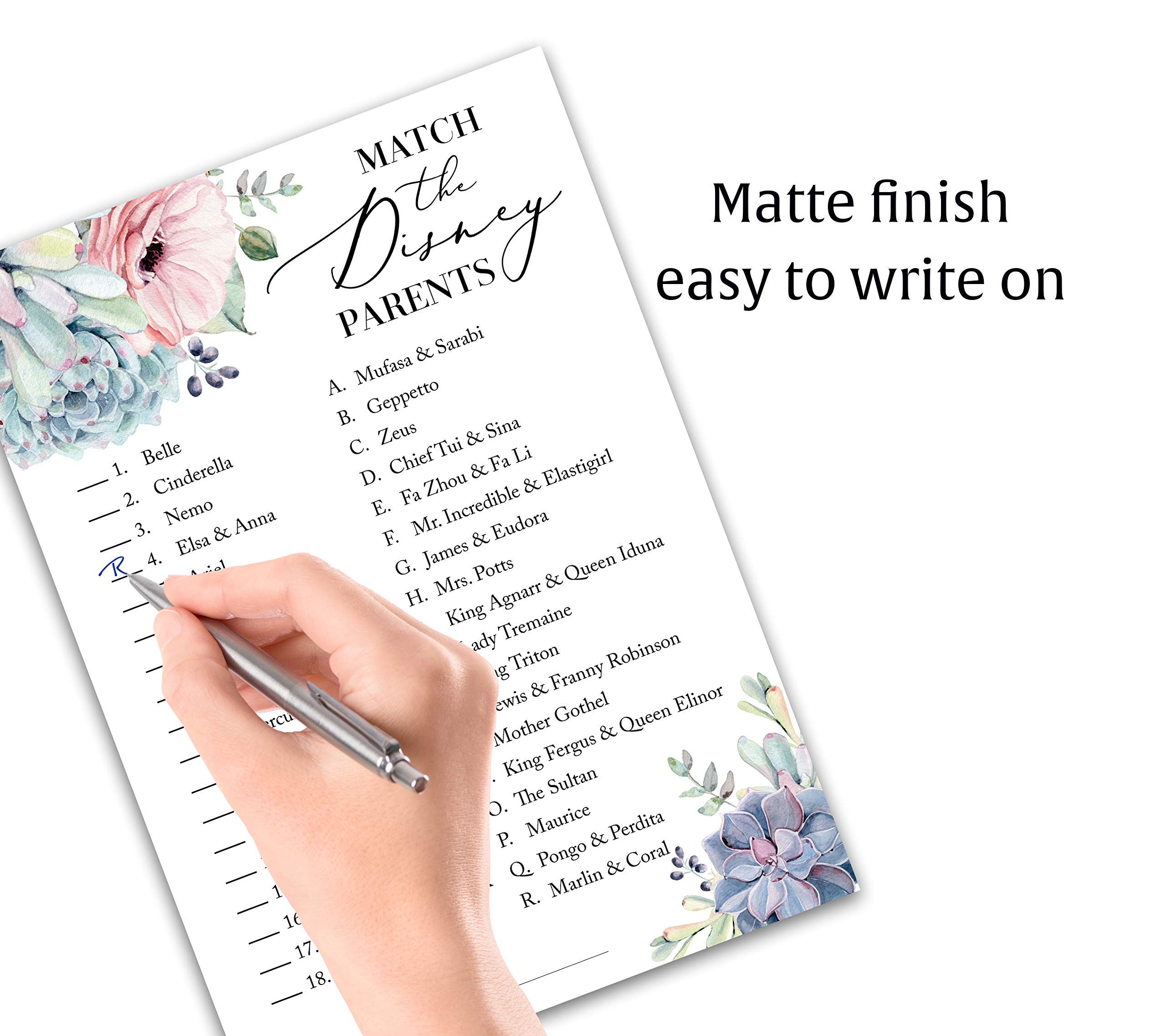 25-Pack Gender Neutral Cartoon Parent Match Baby Shower Game - Fun Succulent-Themed Baby Shower Activity for Greenery Decor - Perfect for Coed Showers, Virtual Parties & Gender Reveals