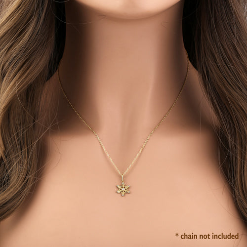 14K Yellow Gold Snowflake CZ Pendant Necklace - Elegant Cubic Zirconia Christmas Jewelry Gift for Women - Perfect for Holiday Parties, Weddings & Special Occasions