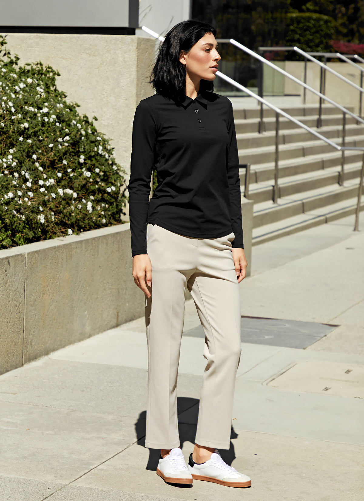 Eco Dex Women's Long Sleeve Polo Shirt - Breathable Moisture Wicking Performance Top for Golf, Tennis & Casual Wear
