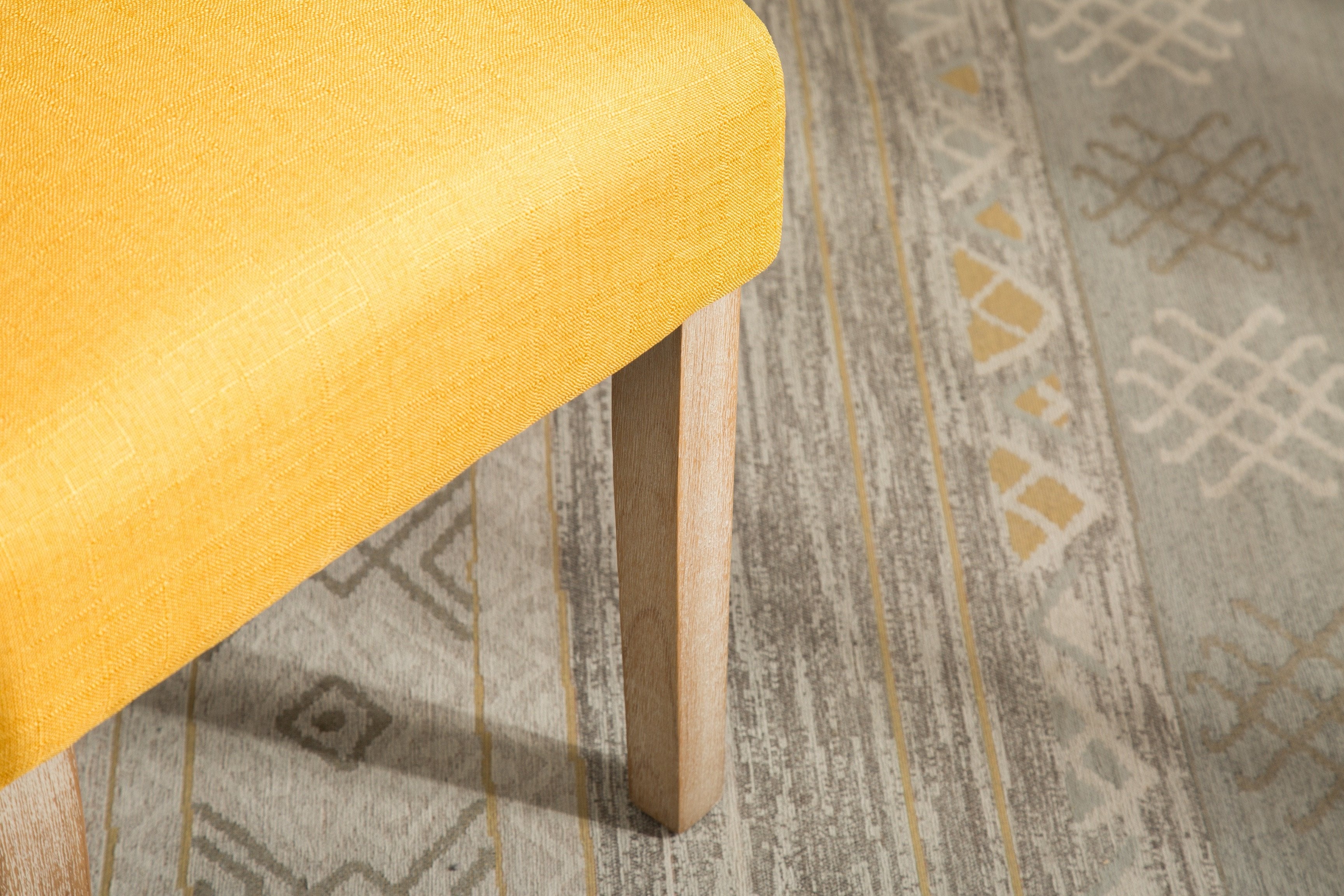 Roundhill Furniture Solid Wood Tufted Parsons Dining Chairs - Set of 2, Yellow - Modern Farmhouse Kitchen Chairs for Dining Room & Breakfast Nook