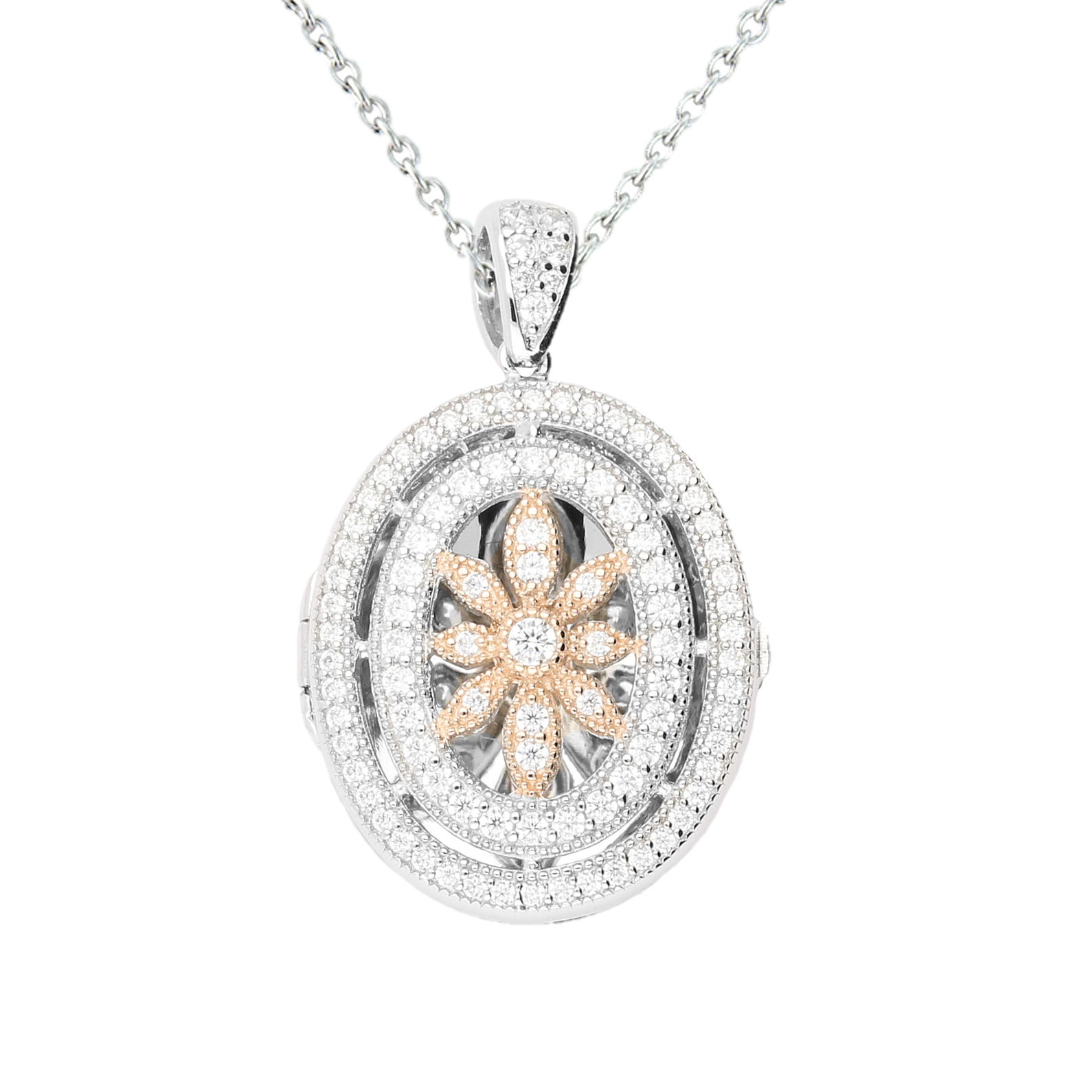 Lola Locket Necklace - Elegant Silver & Rose Gold Eva Pendant for Women | Perfect for Valentine's Day, Anniversary & Birthday Gifts | Jewelry for Everyday Wear & Special Occasions