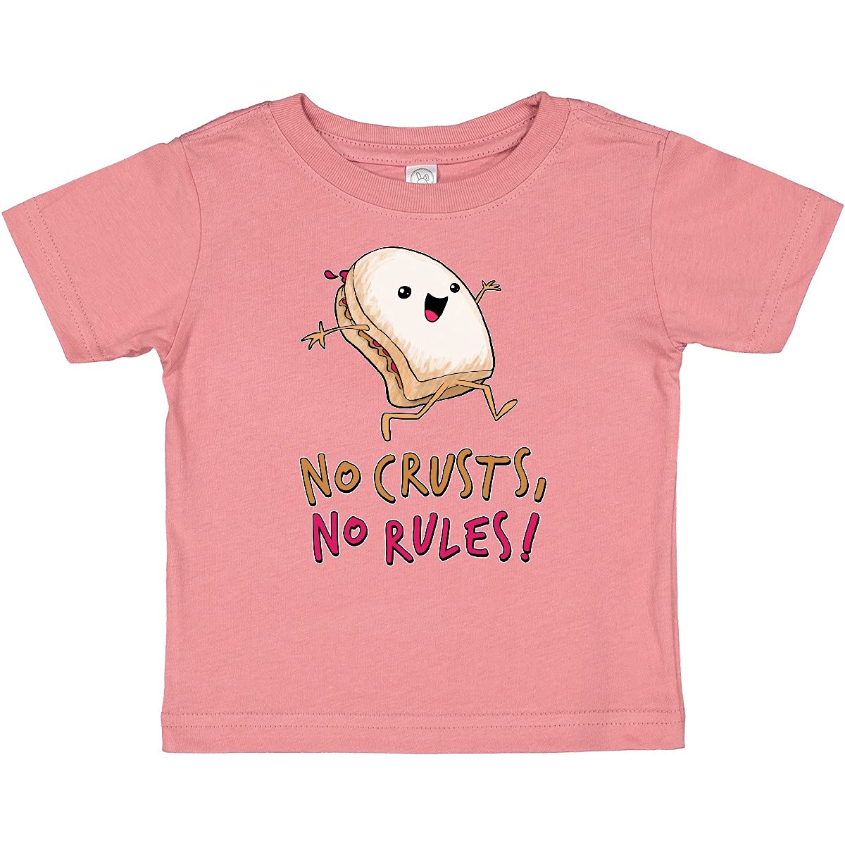 Inktastic Funny PB&J Sandwich Graphic Baby T-Shirt - No Crusts No Rules Design for Boys & Girls - Perfect for Playdates, Daycare & Family Outings