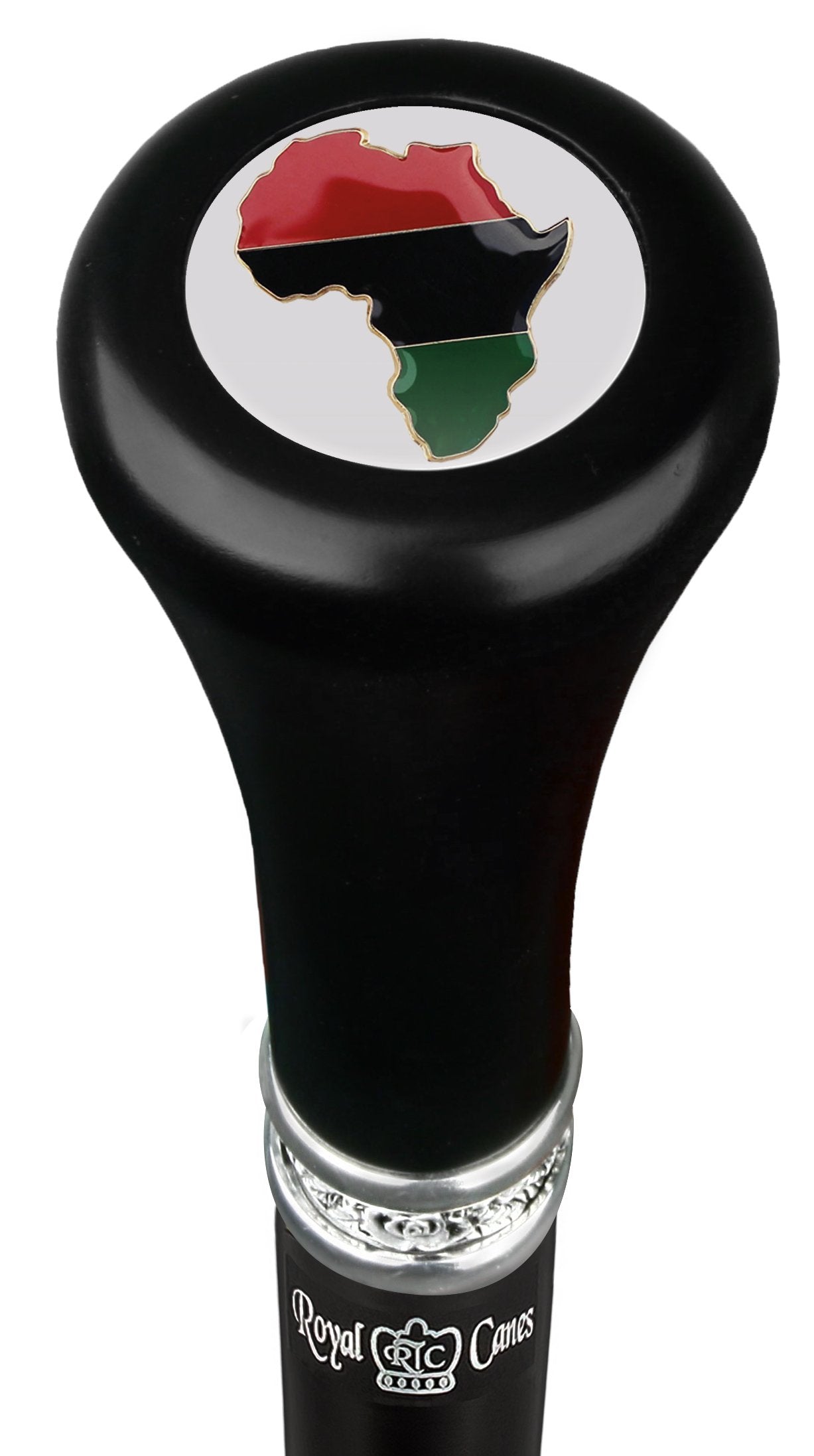 Africa Proud Flat Top Walking Cane - Premium Black Beechwood Shaft with Stylish Pewter Collar - Ideal for Hiking, Fashion Accessory & Elderly Support