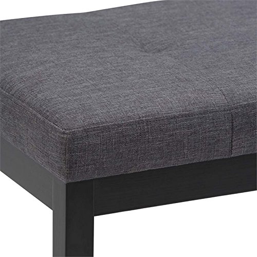 Atlin Designs Dark Gray Button Tufted Ottoman Footrest Bench - Queen Size Upholstered Storage Bench with Solid Wood Legs for Living Room, Bedroom, Entryway & Dining Room - Perfect for Extra Seating, Footrest & Home Decor